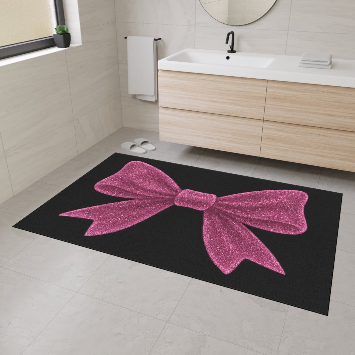 Pink Glitter Bow Doormat Glam Welcome Mat Cute Entry Rug Aesthetic Home Decor Girl Room Rug Housewarming Gift