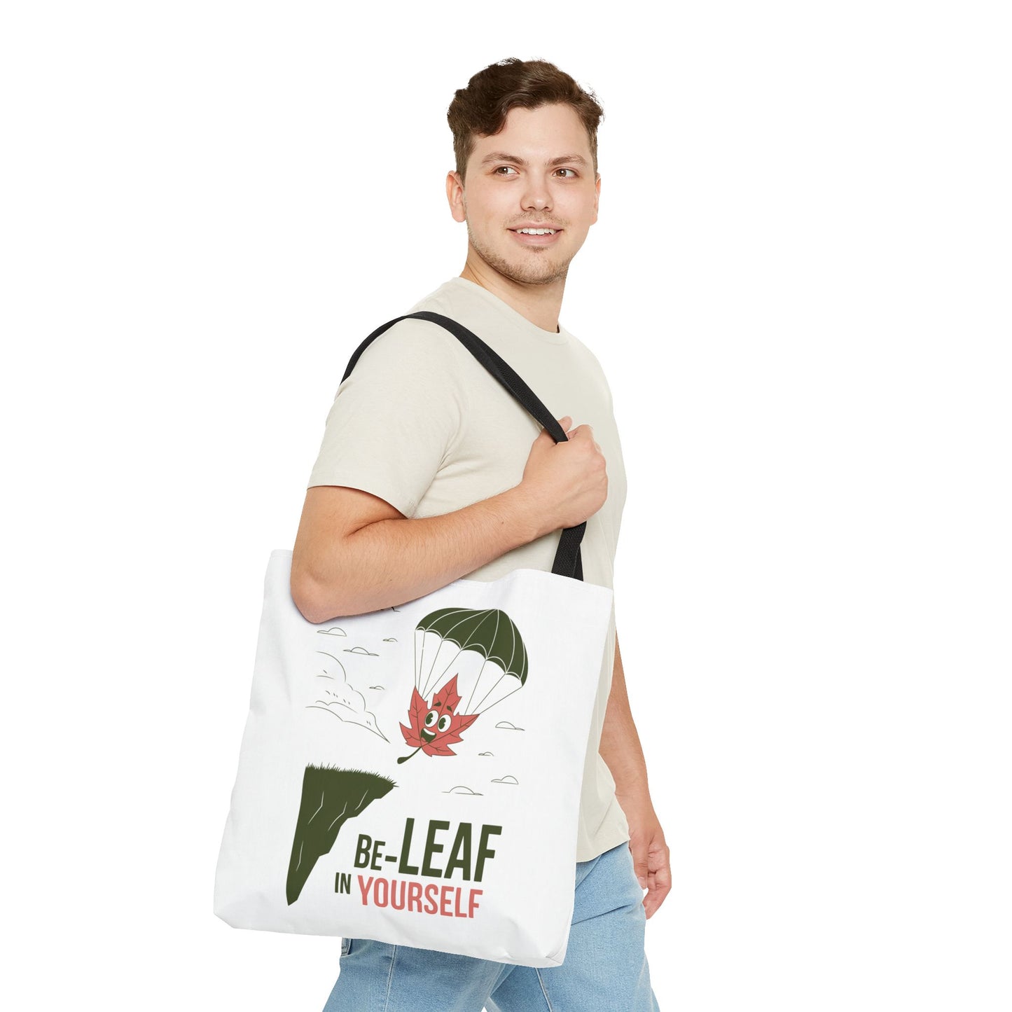 Tote Bag - Be-Leaf In Yourself Pun Design