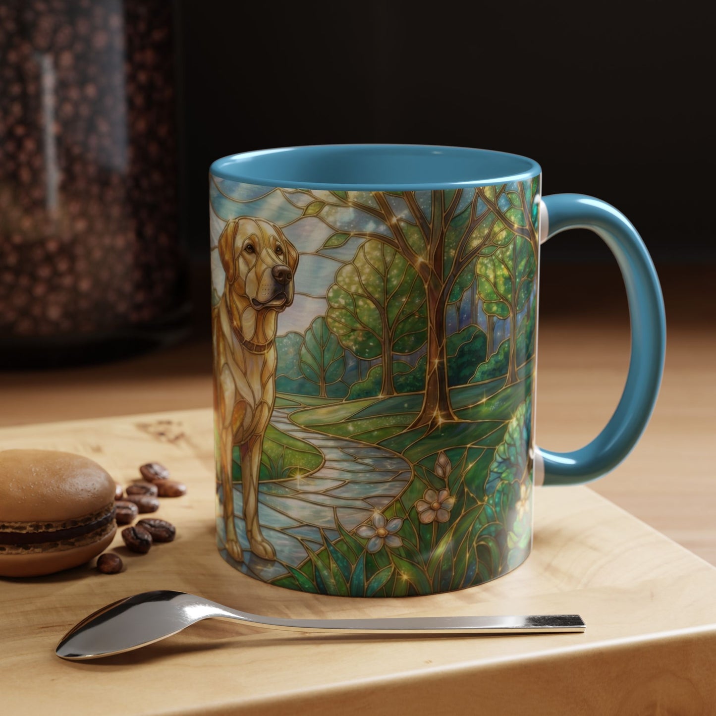 Stained Glass Labrador Mug, Dog Lover Coffee Mug, Labrador Retriever Art Cup, Pet Memorial Gift, Colorful Dog Mug, Nature Art Mug