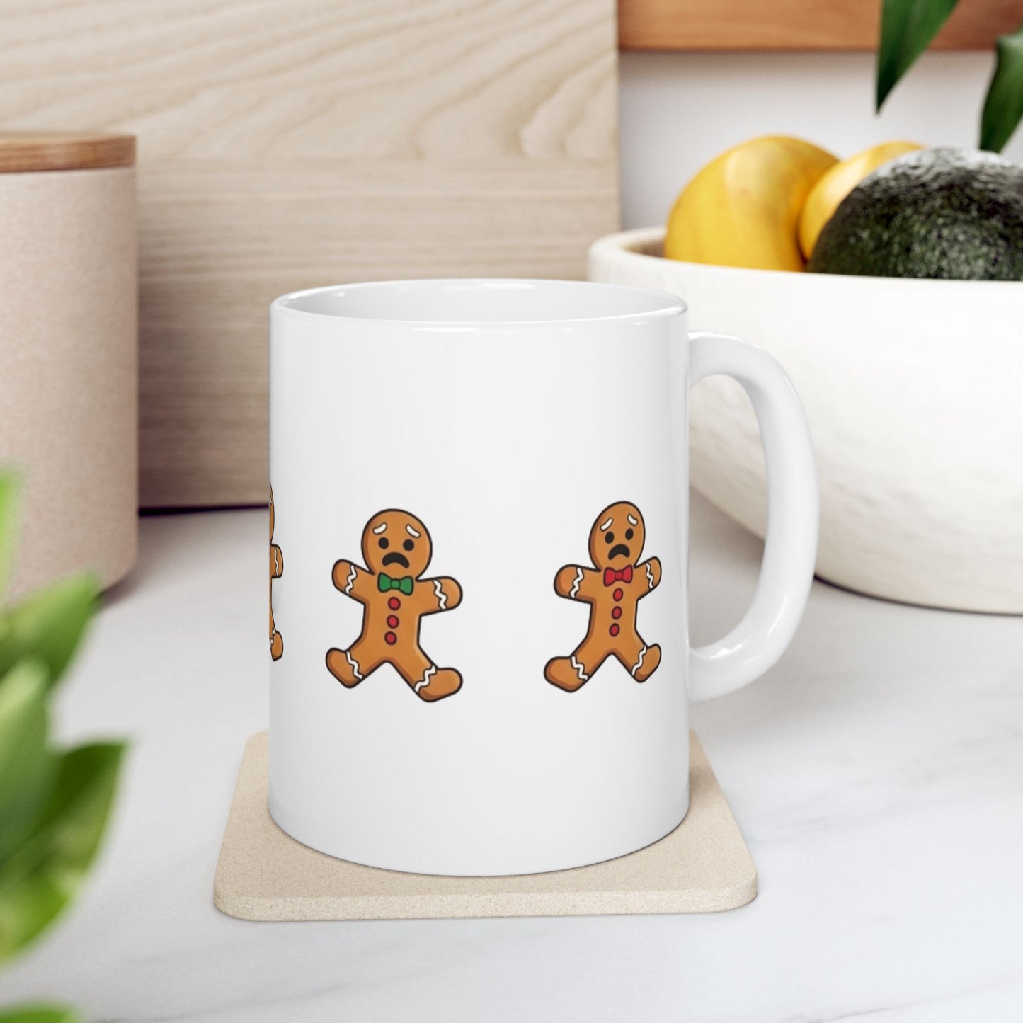 Funny Christmas Mug, Snowman and Gingerbread Mug, Holiday Coffee Cup Gift, Cute Winter Hot Cocoa Mug, Playful Festive Arcade Design