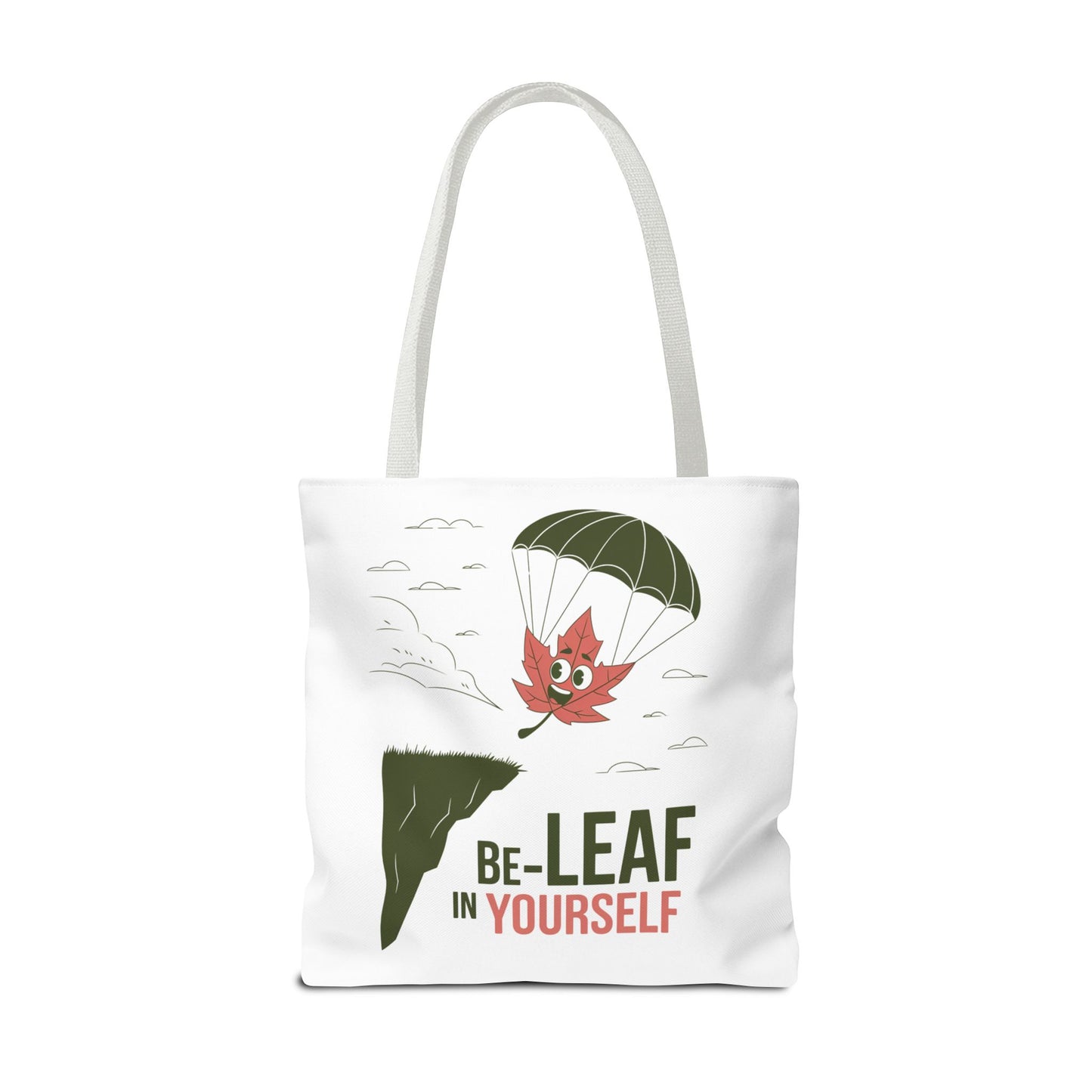 Tote Bag - Be-Leaf In Yourself Pun Design