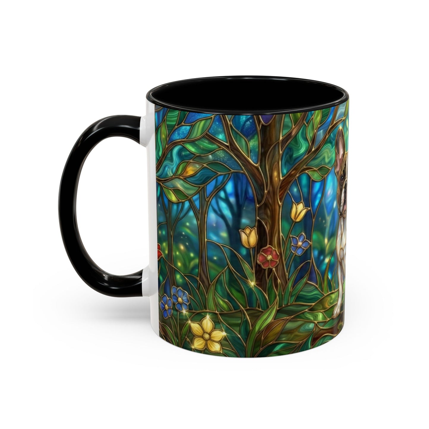Stained Glass French Bulldog Mug, Frenchie Coffee Mug, Colorful French Bulldog Art Cup, Dog Mom Gift, Pet Lover Mug, Unique Frenchie Gift