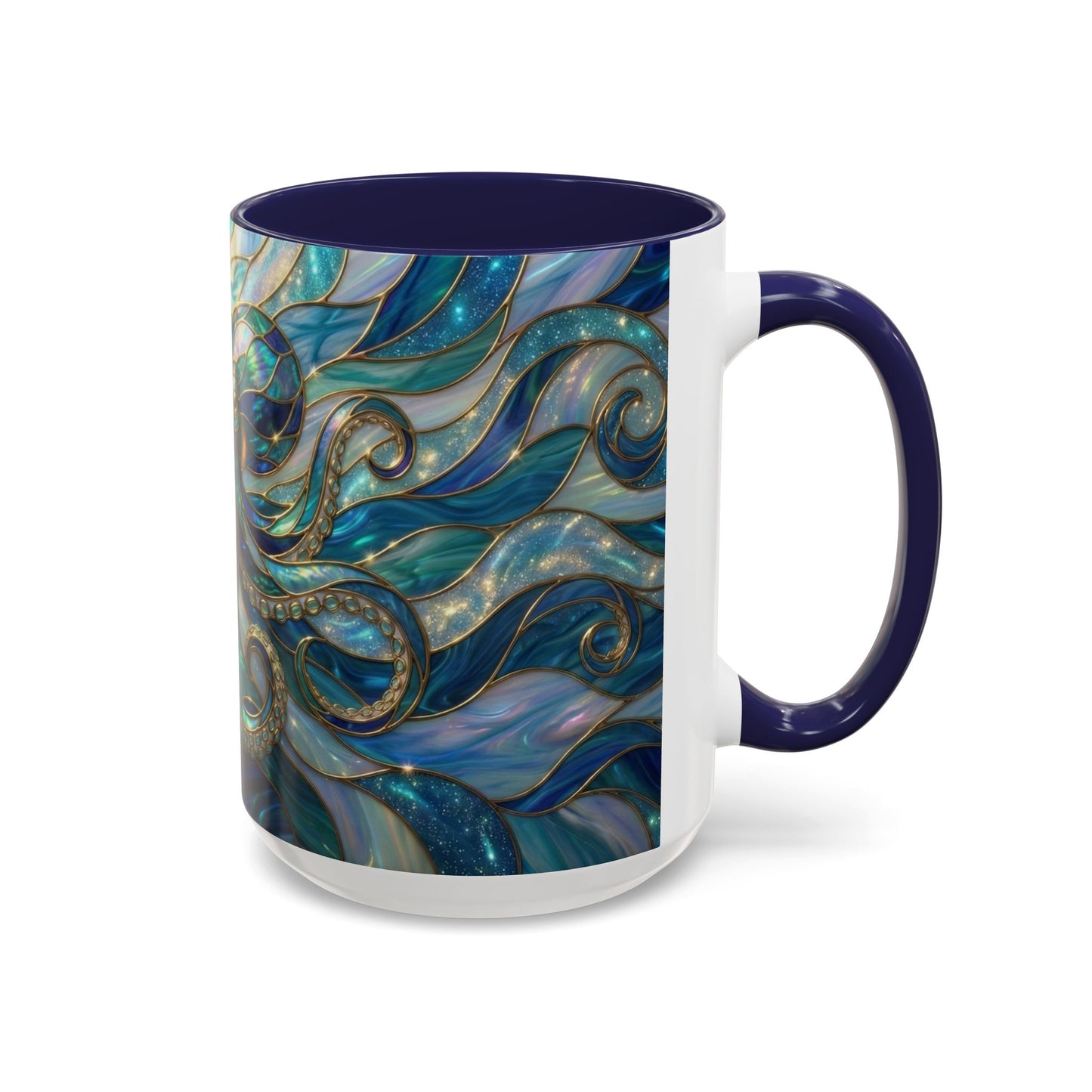 Stained Glass Octopus Mug, Octopus Coffee Mug, Ocean Art Mug, Nautical Decor Cup, Sea Creature Mug, Octopus Lover Gift