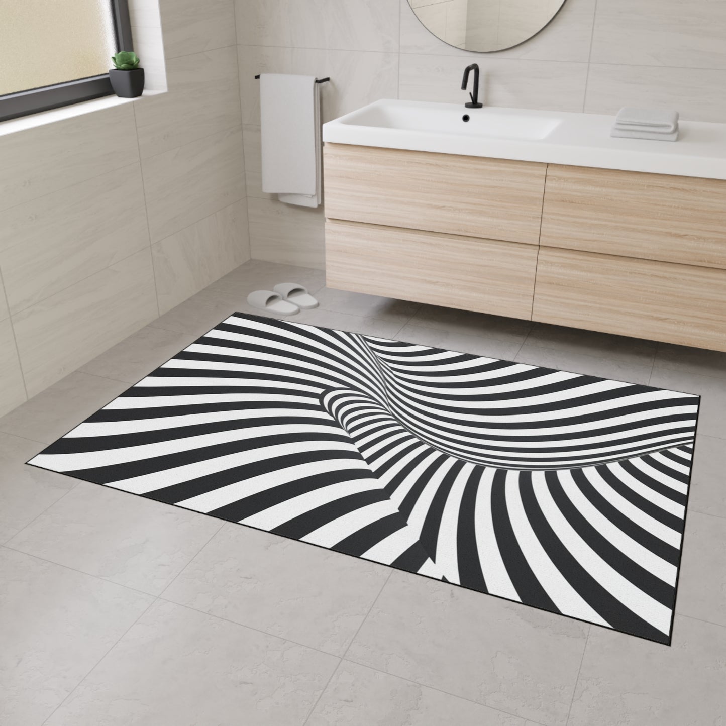Floor Mat, Black and White Striped Rug, Non-Slip Kitchen Mat, Cute Welcome Mat, Home Decor Accent