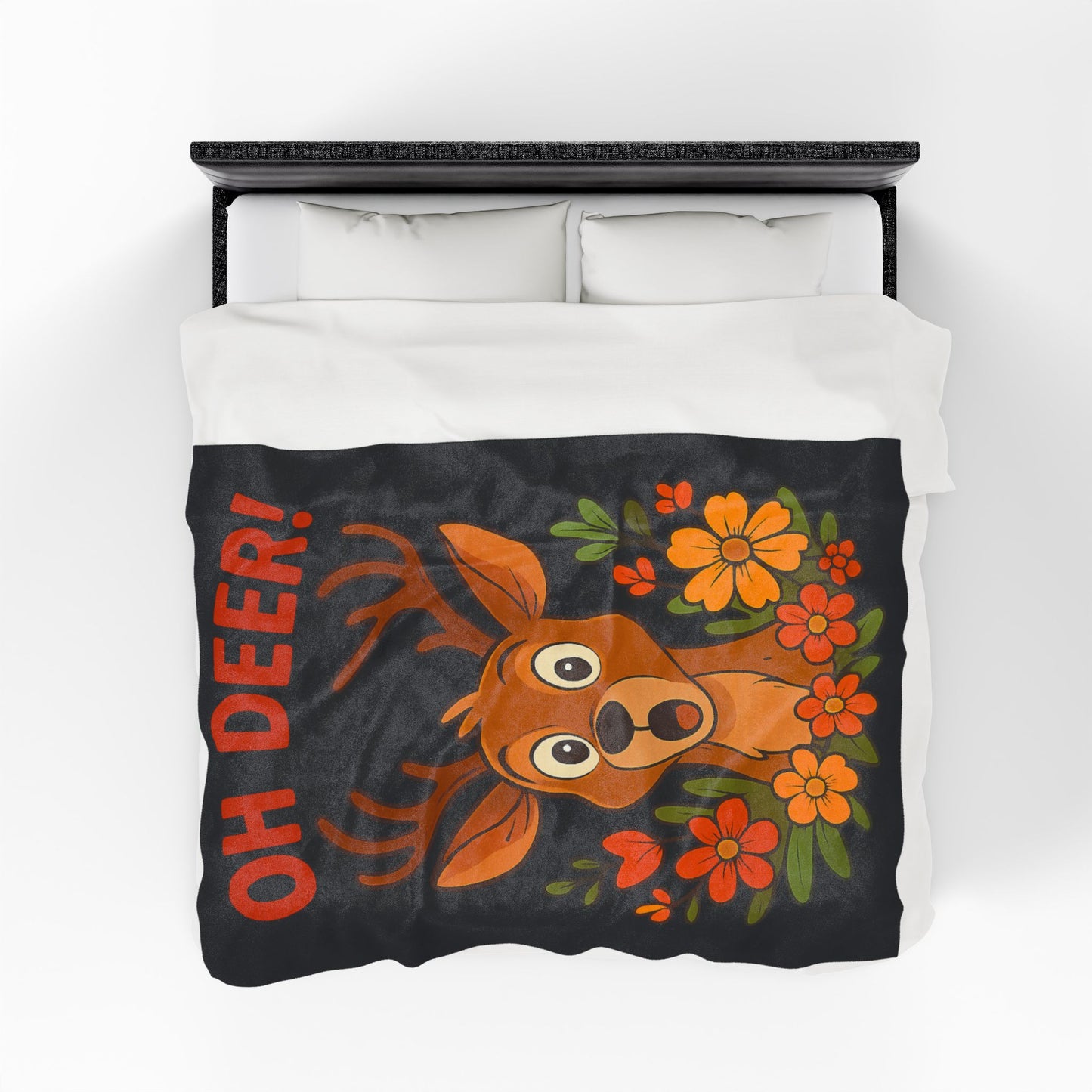 Plush Blanket - Startled Deer Oh Deer Design Wildlife Decor Deer Throw Animal Decor