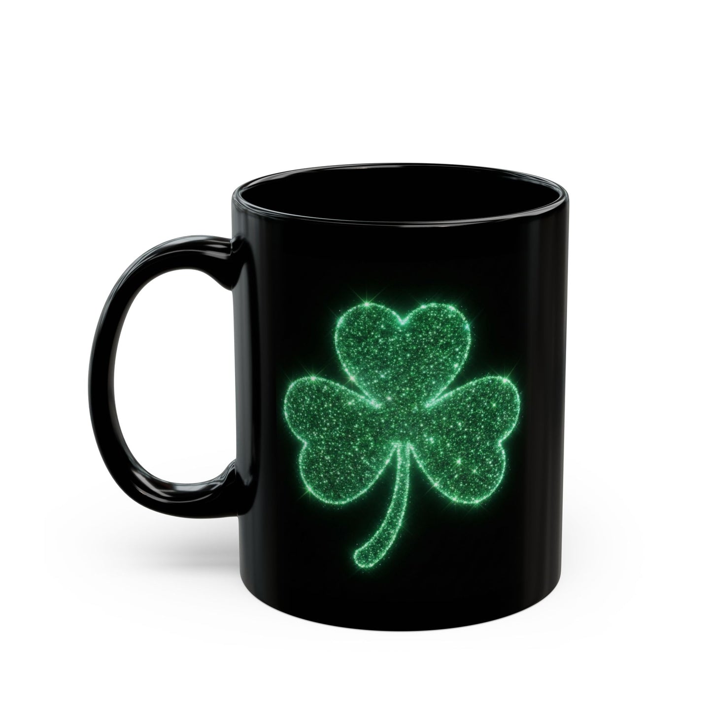 Glowing Shamrock Mug, St Patricks Day Gift, Lucky Green Clover Coffee Cup, Emerald Glitter Aesthetic, Irish Pride Mug, Magic Luck Tea Cup