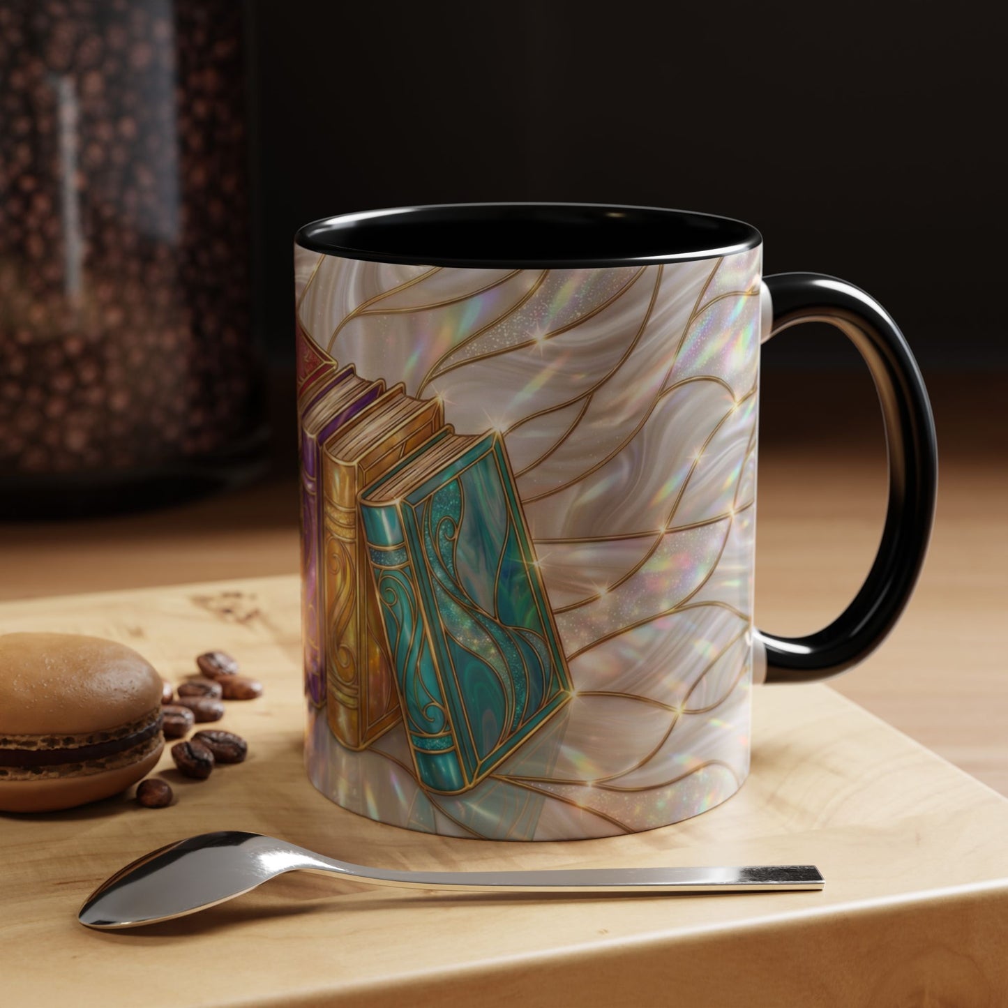 Book Lover Coffee Mug, Stained Glass Books Mug, Reading Gift For Bookworms, Library Aesthetic Mug, Booktok Mug, Ceramic Coffee Cup