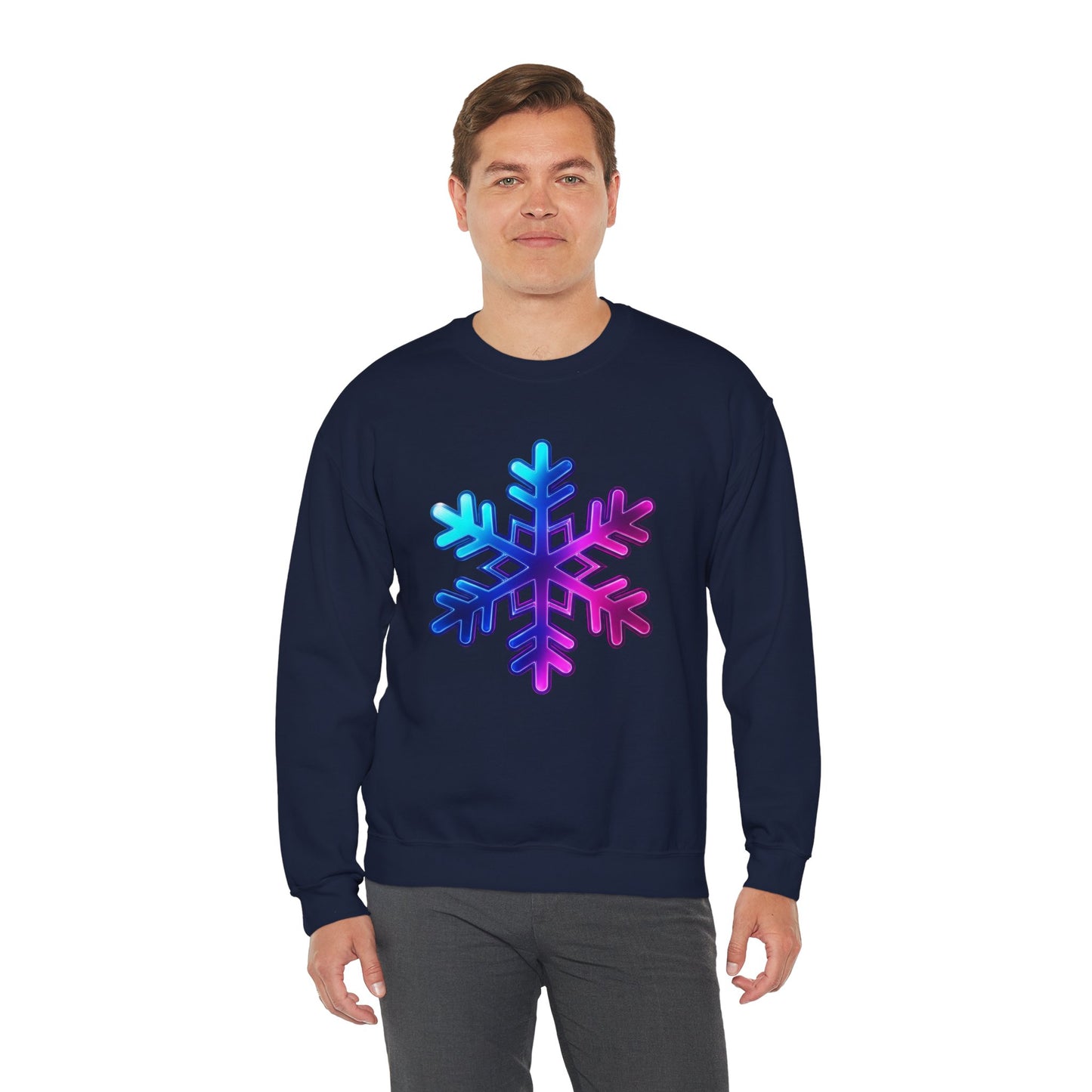 Blue Pink Gradient Snowflake Sweatshirt, Winter Aesthetic Pullover, Cozy Christmas Crewneck, Festive Holiday Sweater Gift for Her or Him