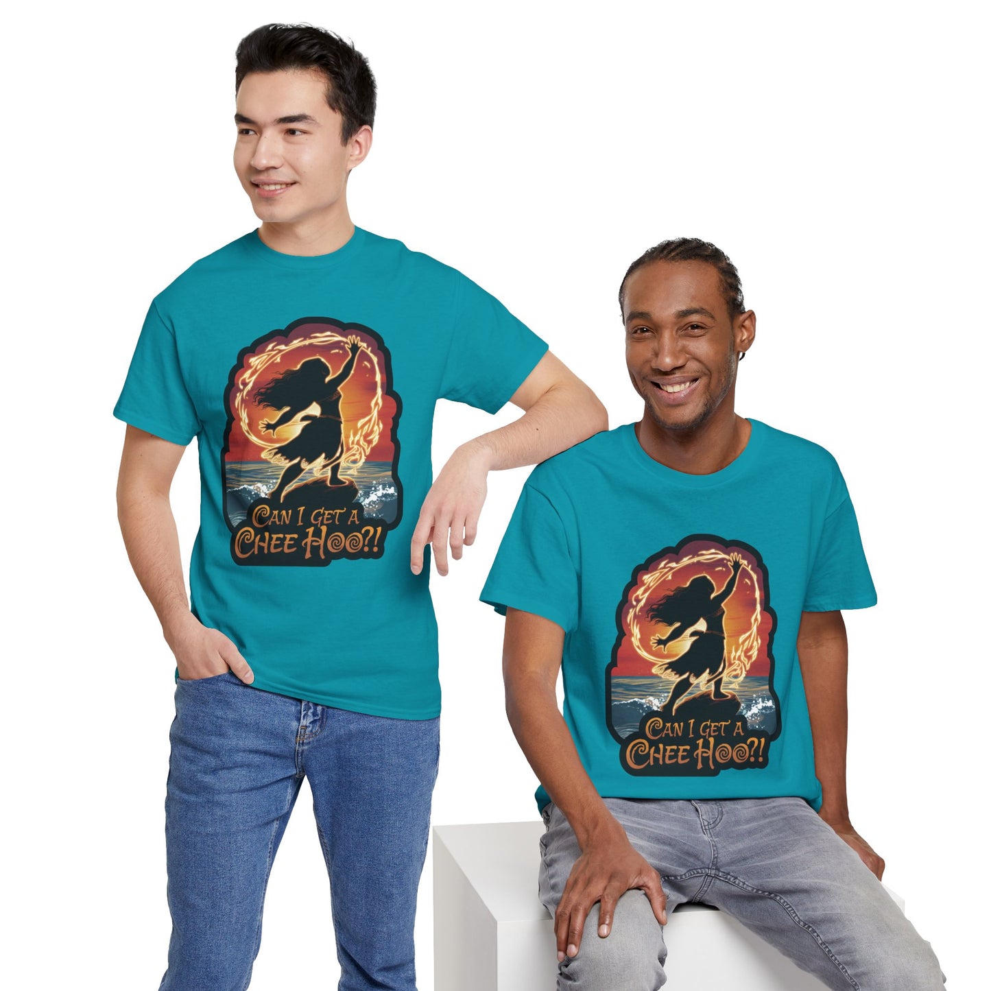 Can I Get a Chee Hoo Shirt – Hawaiian Island Vibes Tee – Hula Dancer Sunset Graphic T-Shirt – Polynesian Luau Party Unisex Top