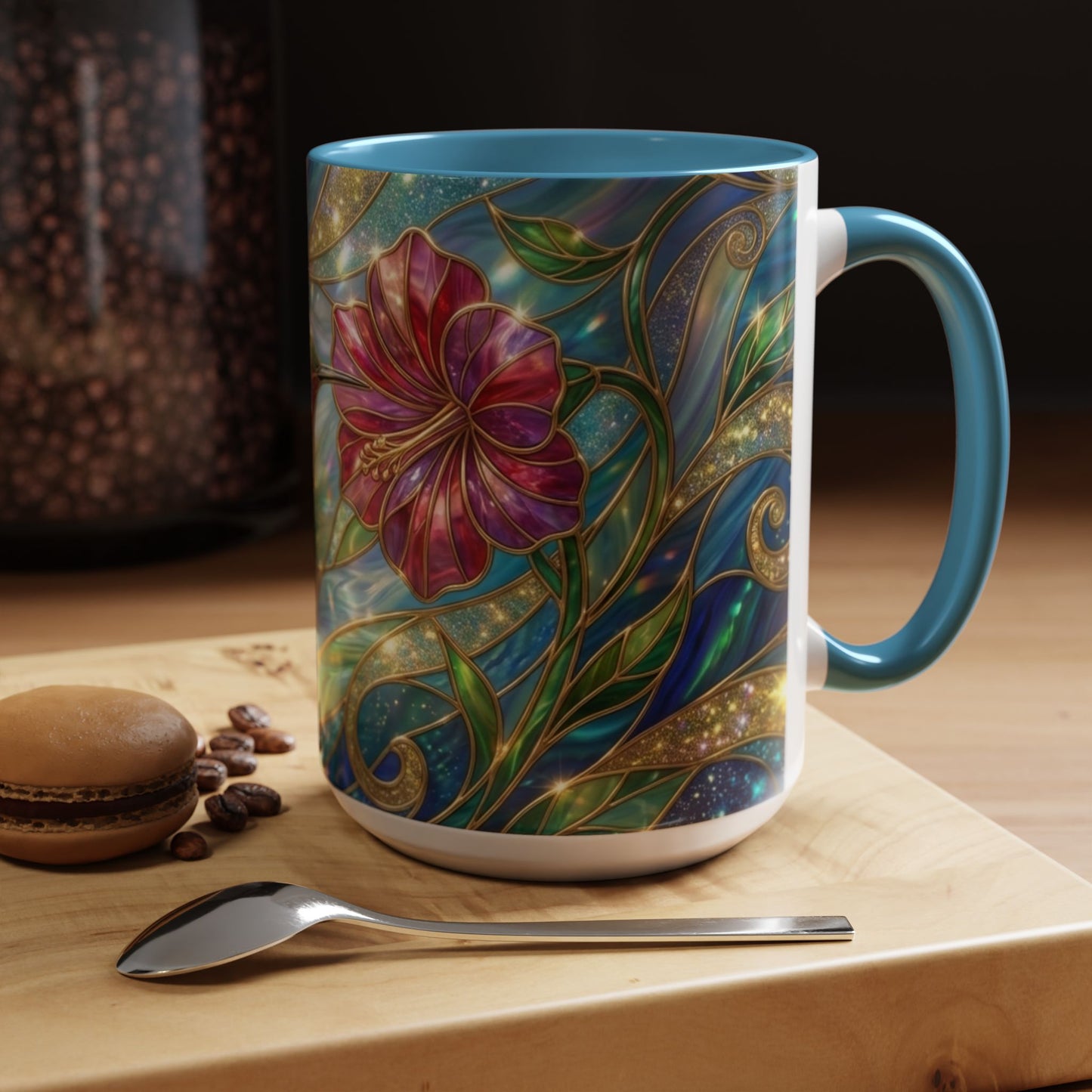 Stained Glass Hummingbird Mug, Colorful Floral Coffee Cup, Bird And Flower Art Mug, Nature Lover Gift, Artistic Garden Mug, Unique Gift