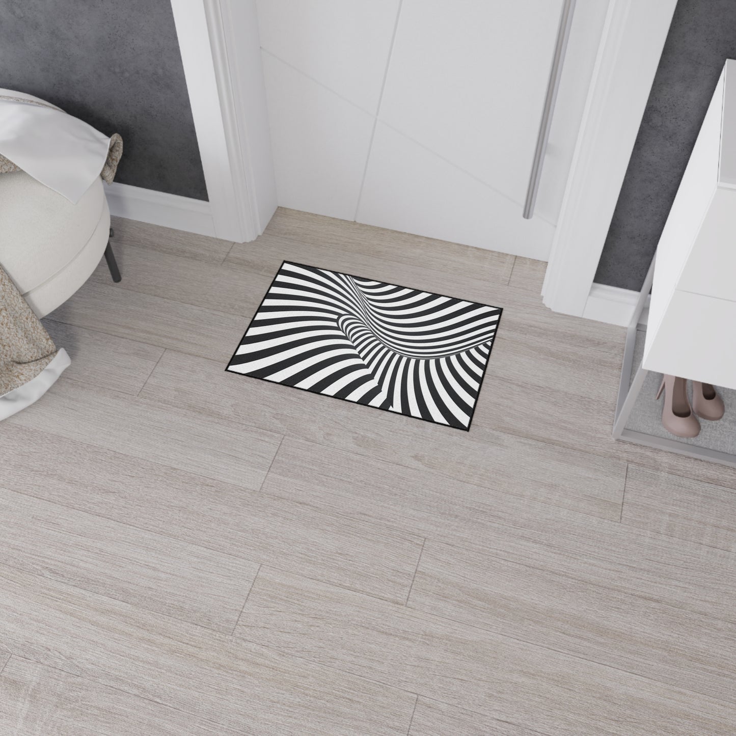 Floor Mat, Black and White Striped Rug, Non-Slip Kitchen Mat, Cute Welcome Mat, Home Decor Accent