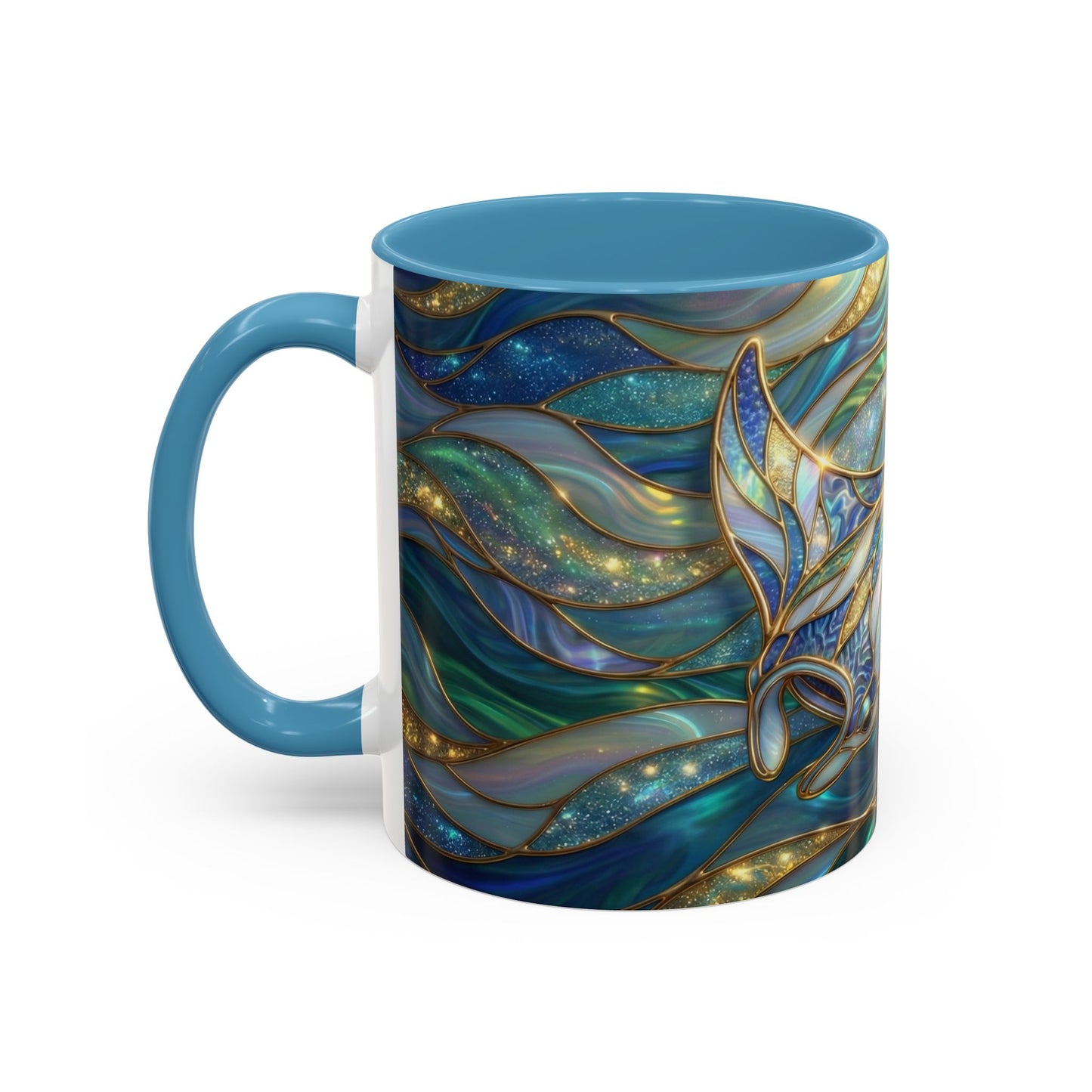 Stained Glass Manta Ray Mug, Ocean Coffee Cup, Manta Ray Art Mug, Nautical Gift, Coastal Decor Mug, Marine Life Coffee Cup