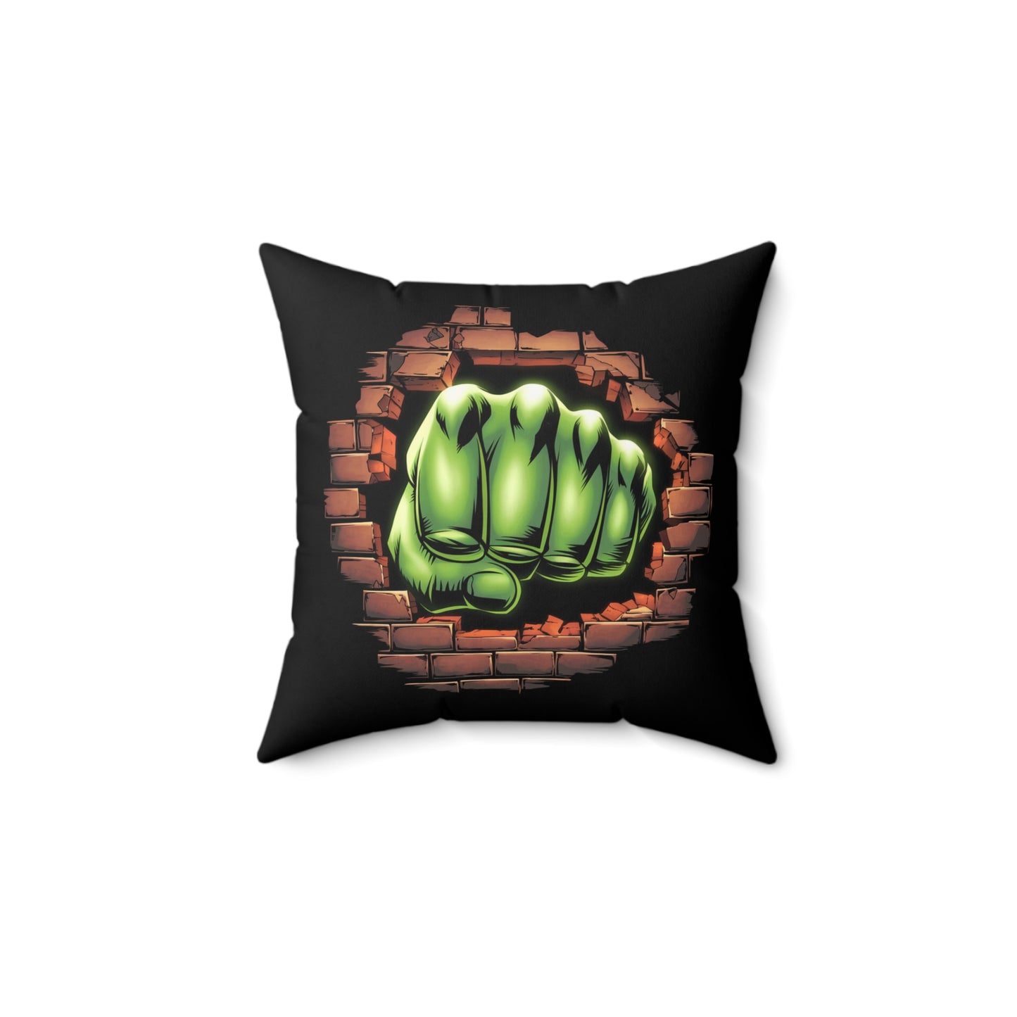 Square Pillow Green Fist Smash Design Comic Book Pillow Geeky Decor Comic Throw Home Decor