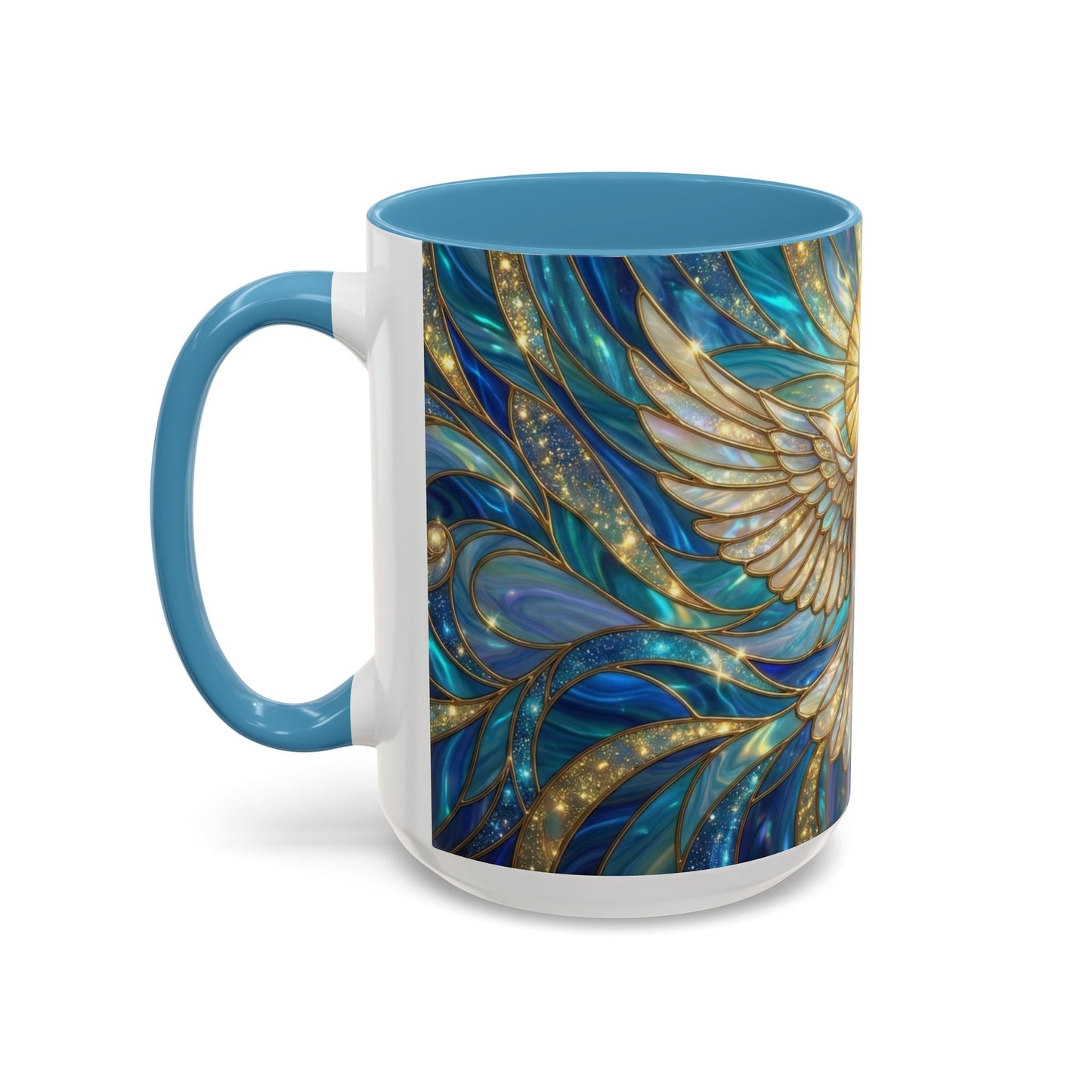 Stained Glass Dove Mug, Peace Dove Coffee Mug, Holy Spirit Dove Cup, Christian Gift Mug, Spiritual Art Mug, Faith Inspired Coffee Cup