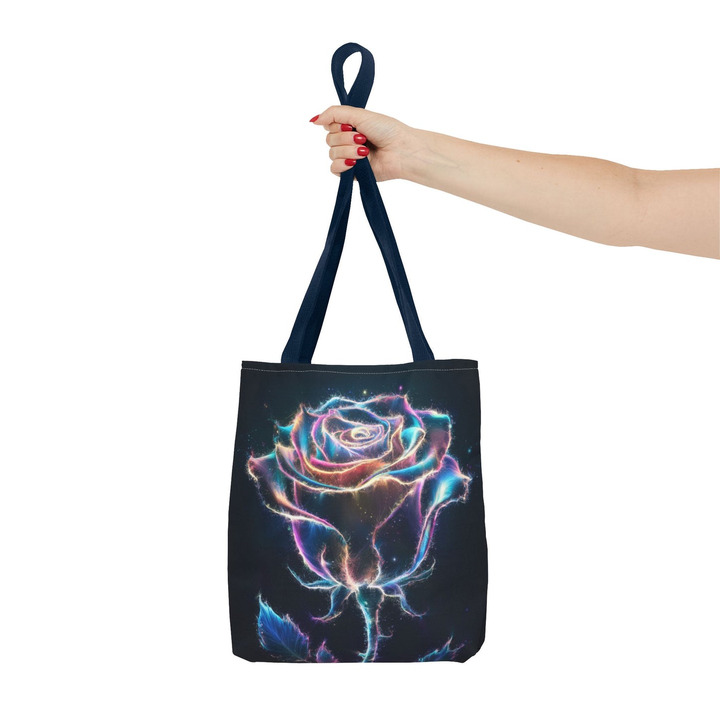 Neon Rose Tote Bag • Electric Floral Art Tote • Neon Glow Rose Canvas Carry-All • Vibrant Statement Floral Tote • Gift for Art Lovers