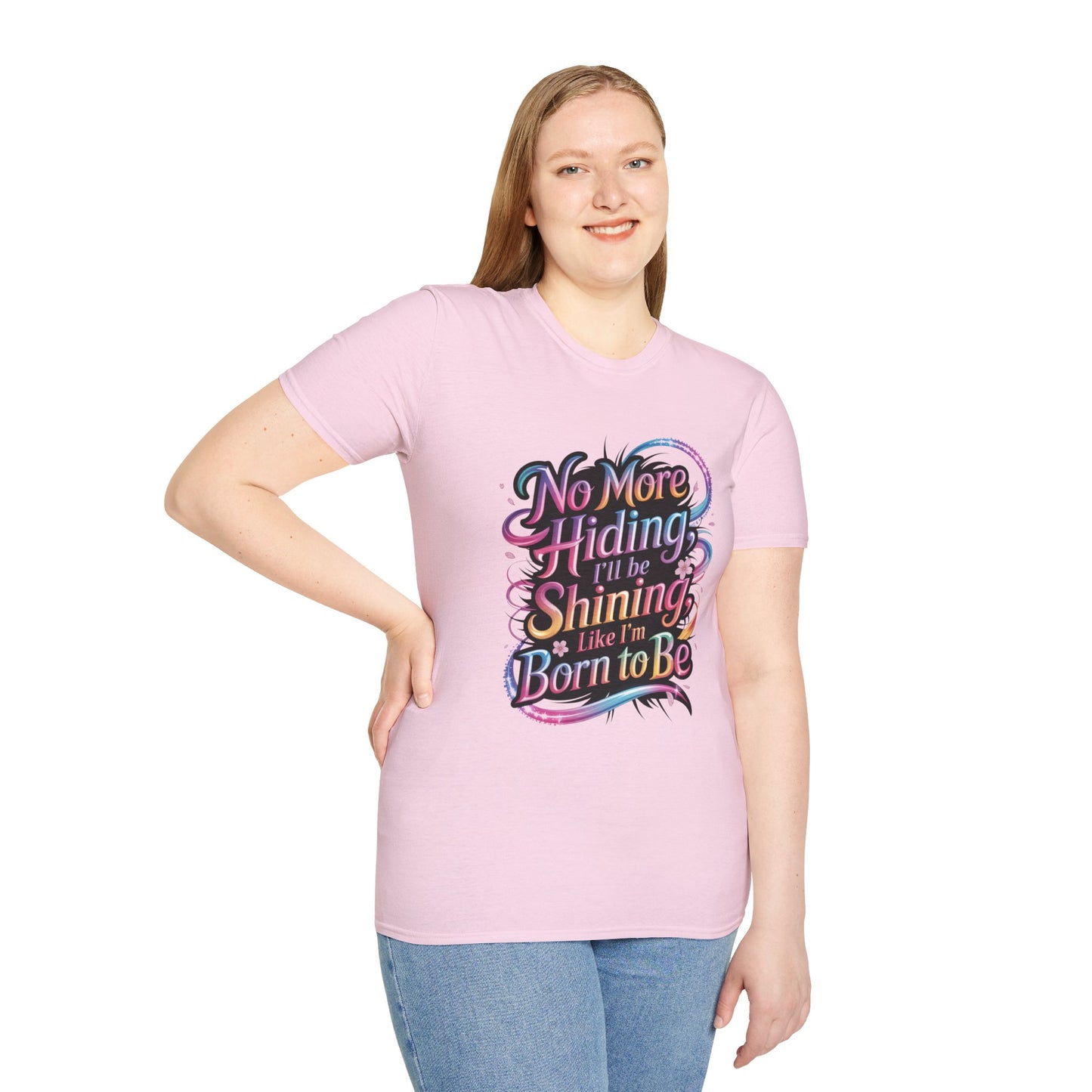 No More Hiding T-Shirt, KPop Anime Inspired Shirt, Motivational Graphic Tee, Shining Born to Be Top, Positive Quote Shirt for Fans and Dreamers