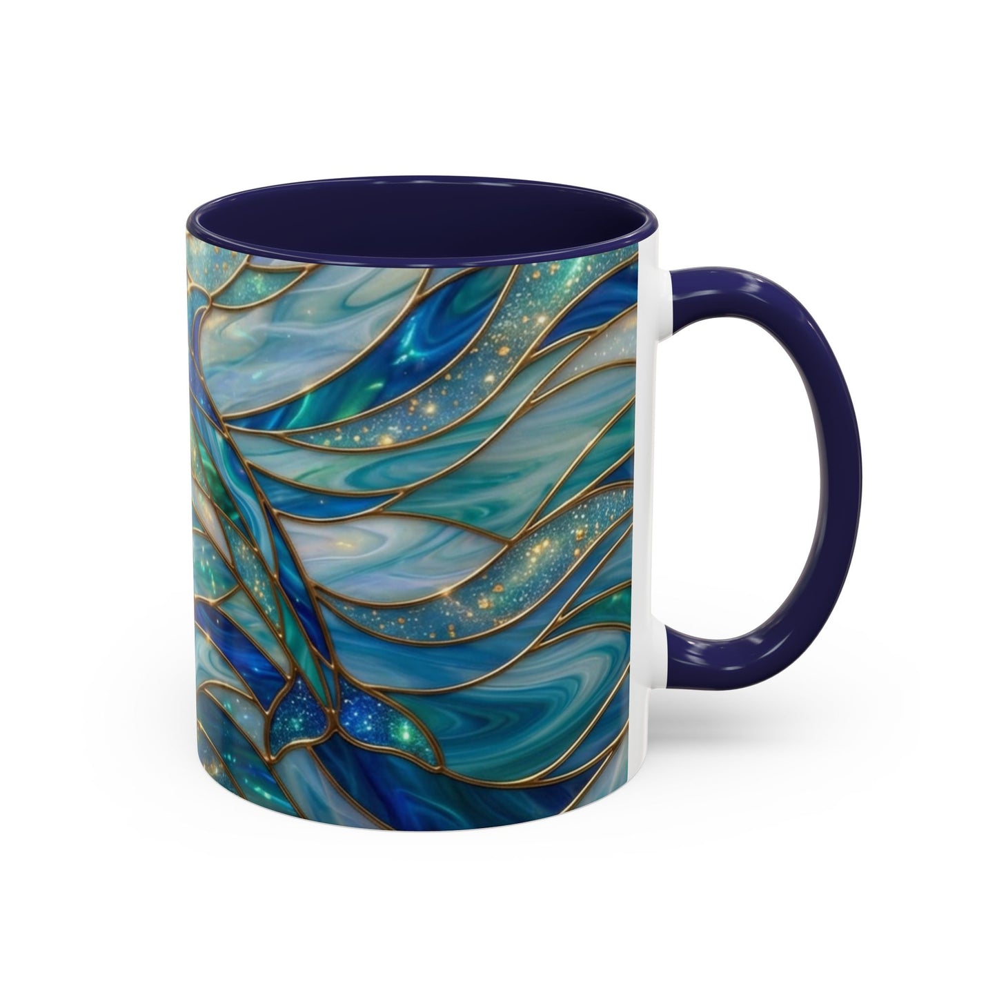 Stained Glass Dolphin Mug, Dolphin Coffee Cup, Ocean Art Mug, Sea Life Gift, Nautical Decor Mug, Coastal Dolphin Lover Gift