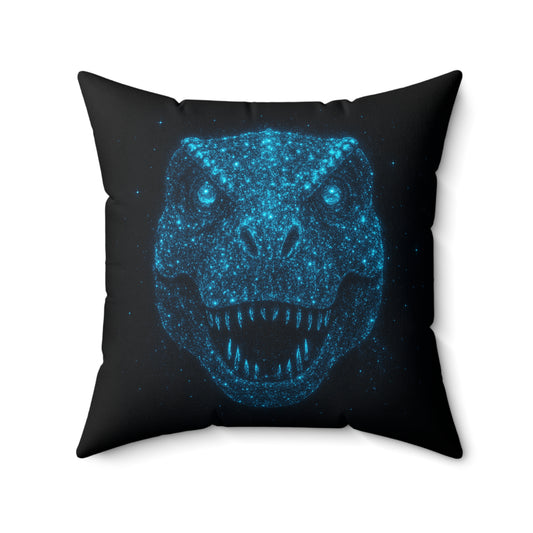Bioluminescent T-Rex Dinosaur Pillow - Blue Sparkle Dino Face Throw Pillow - Kids Room Decor - Jurassic Accent Cushion - Gift for Dino Lovers
