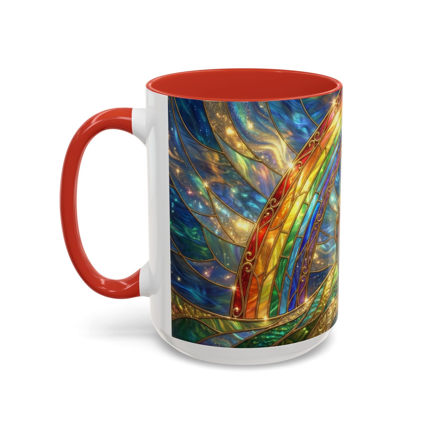 Stained Glass Pot of Gold Mug, Rainbow Coffee Cup, St Patricks Day Gift, Magical Fantasy Tea Mug, Celestial Drinkware, Lucky Irish Gift