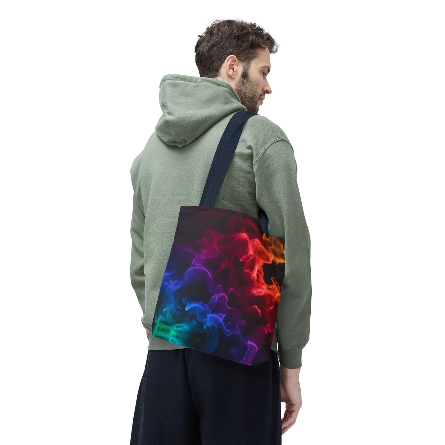 Chromatic Ember Tote Bag, Colorful Smoke Art Design With Red, Blue, And Orange Hues, Abstract Reusable Tote For Artists, Gifts, And Everyday Use