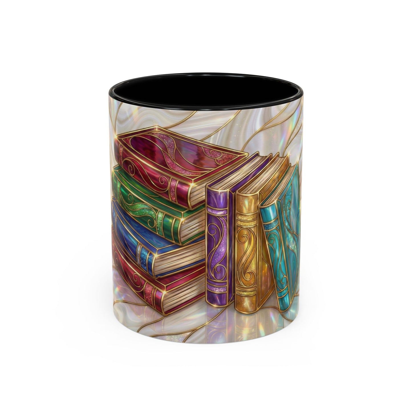 Book Lover Coffee Mug, Stained Glass Books Mug, Reading Gift For Bookworms, Library Aesthetic Mug, Booktok Mug, Ceramic Coffee Cup