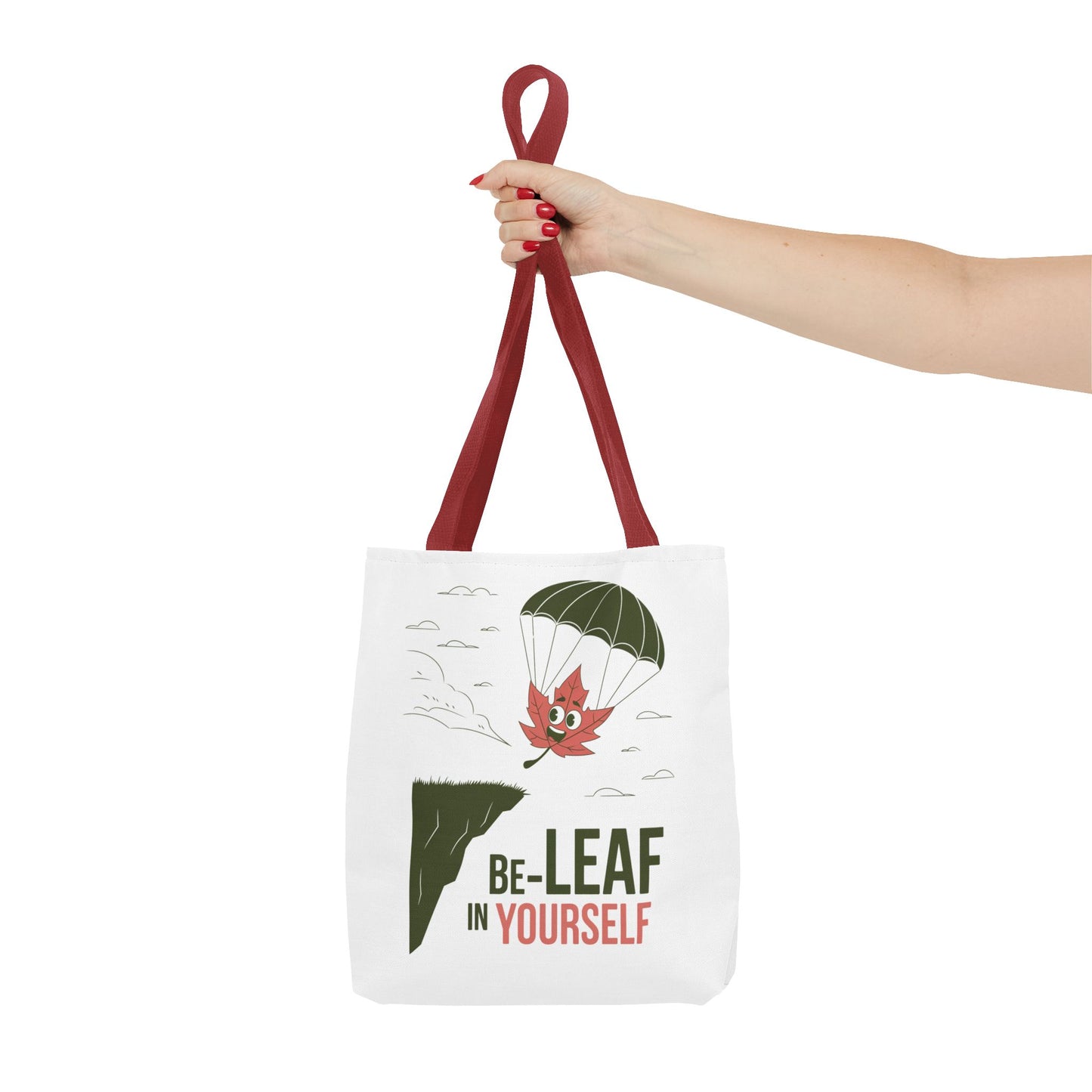 Tote Bag - Be-Leaf In Yourself Pun Design