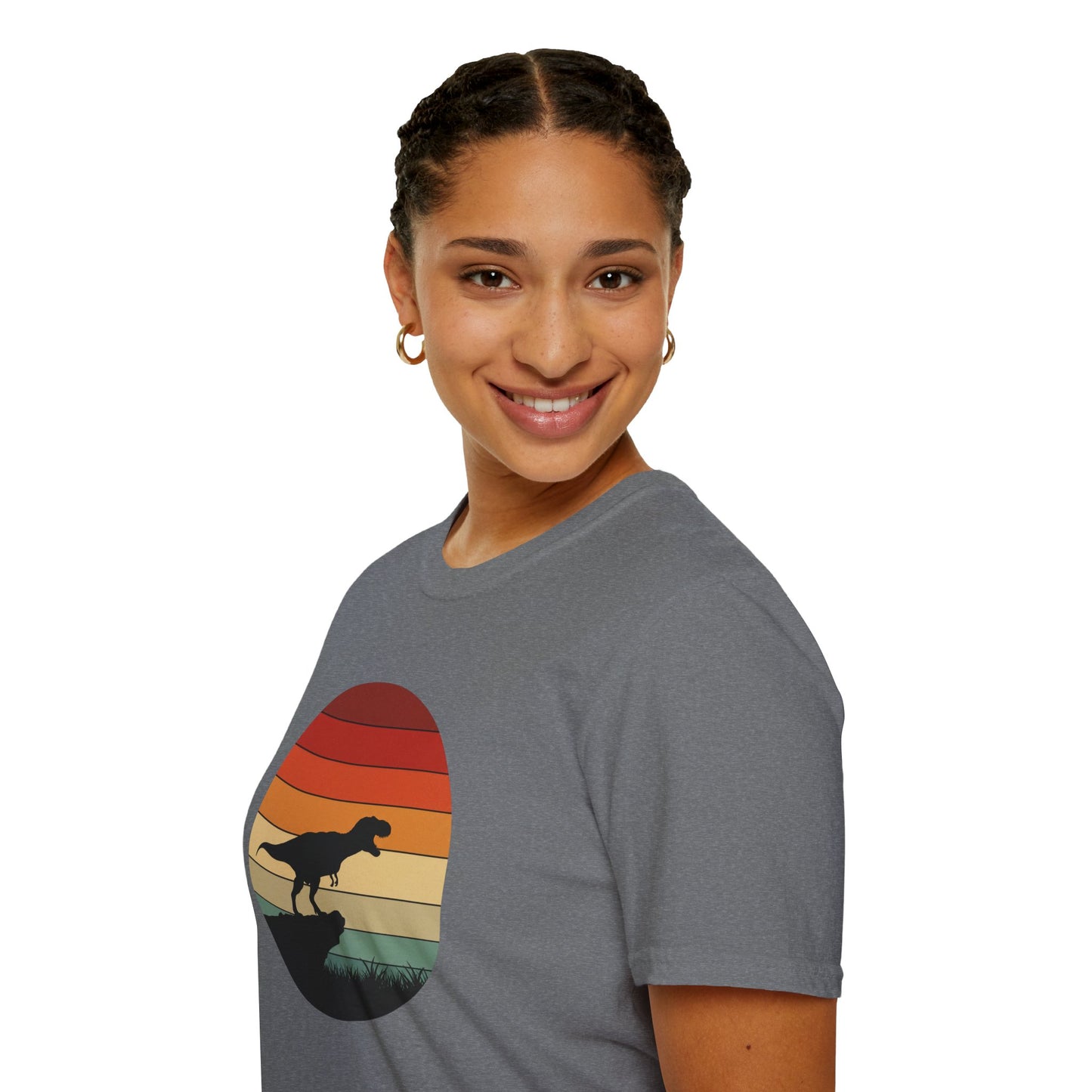 Retro T-Rex Dinosaur Shirt for Men Women - Vintage Sunset Graphic Tee - Unisex Jurassic Gift Idea Funny Casual Dino T-Shirt