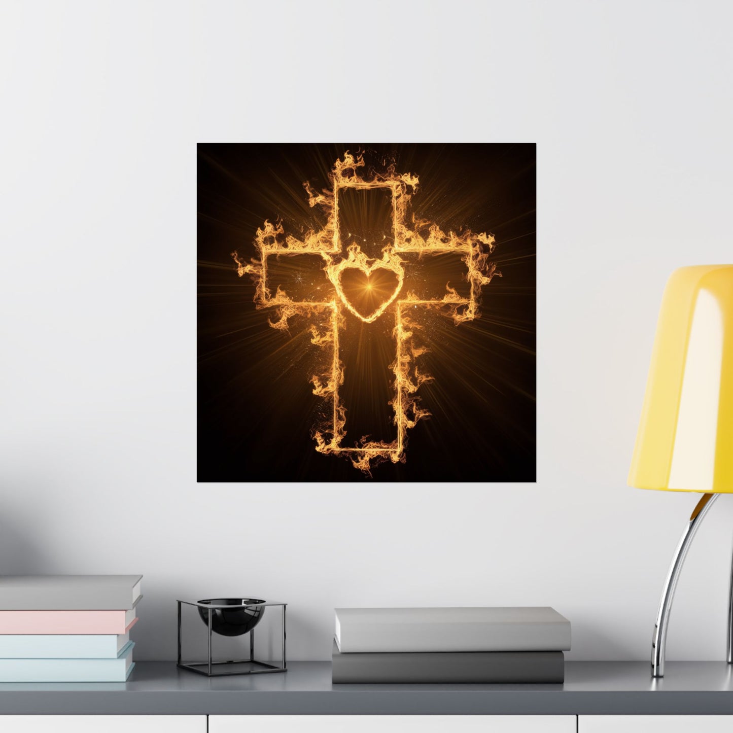 Spiritual Matte Vertical Posters - Fiery Cross Design