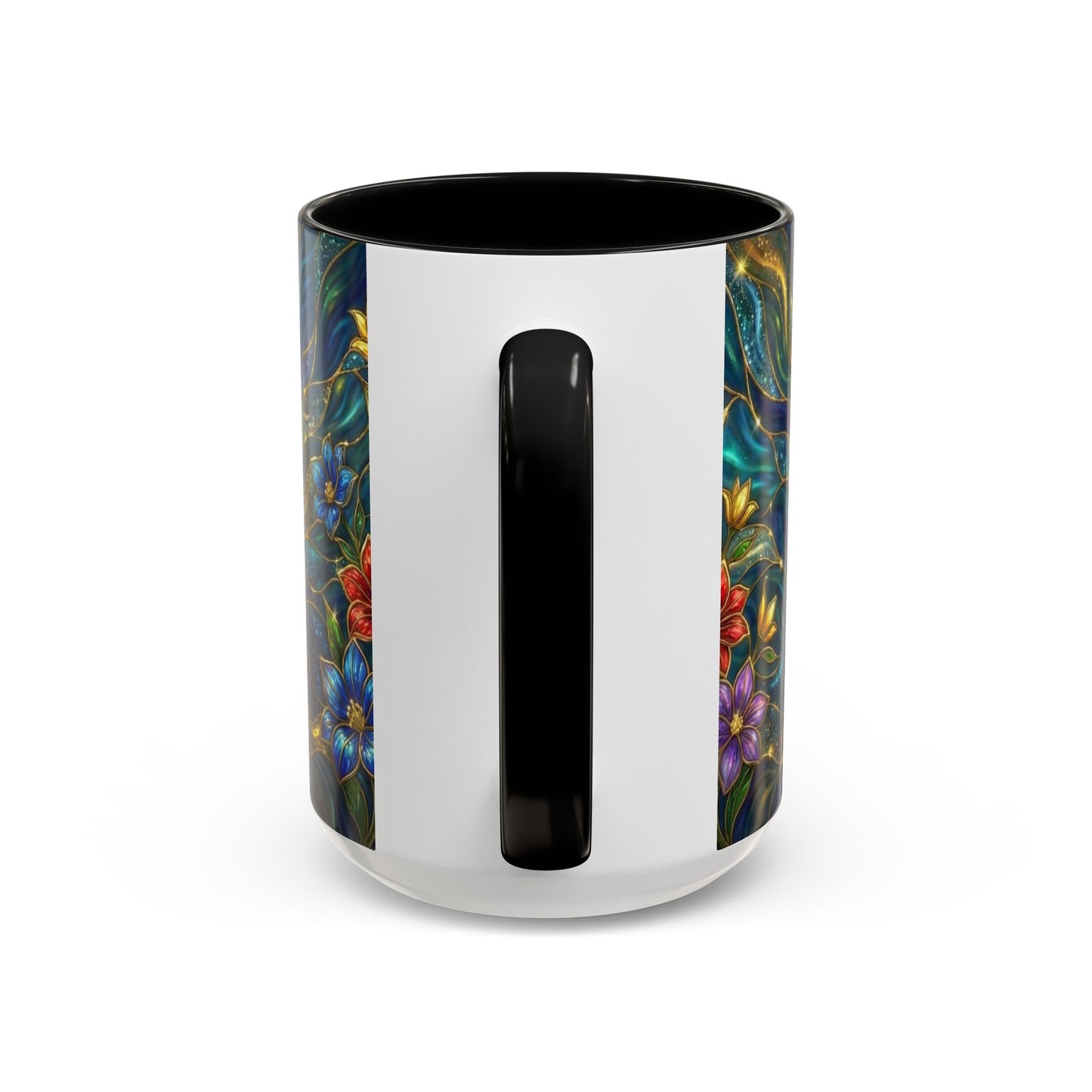 Guitar Coffee Mug, Stained Glass Guitar Art Mug, Music Lover Gift, Floral Acoustic Guitar Mug, Ceramic Coffee Cup, Unique Musician Gift, 11oz
