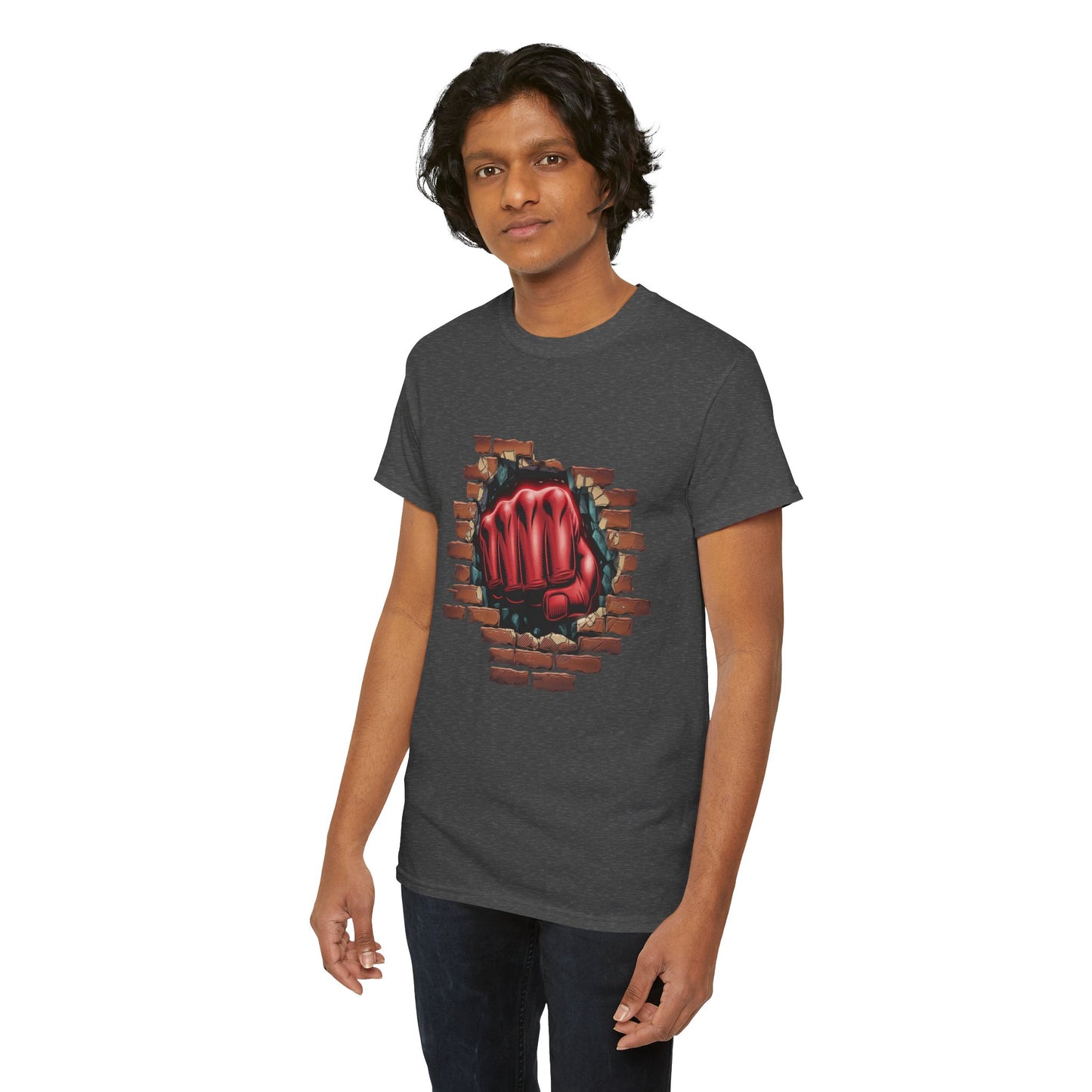 Impact Fist Graphic T-Shirt – Punch Through Brick Wall Design | Bold Streetwear Tee for Fighters, Gym & Edge-Lovers
