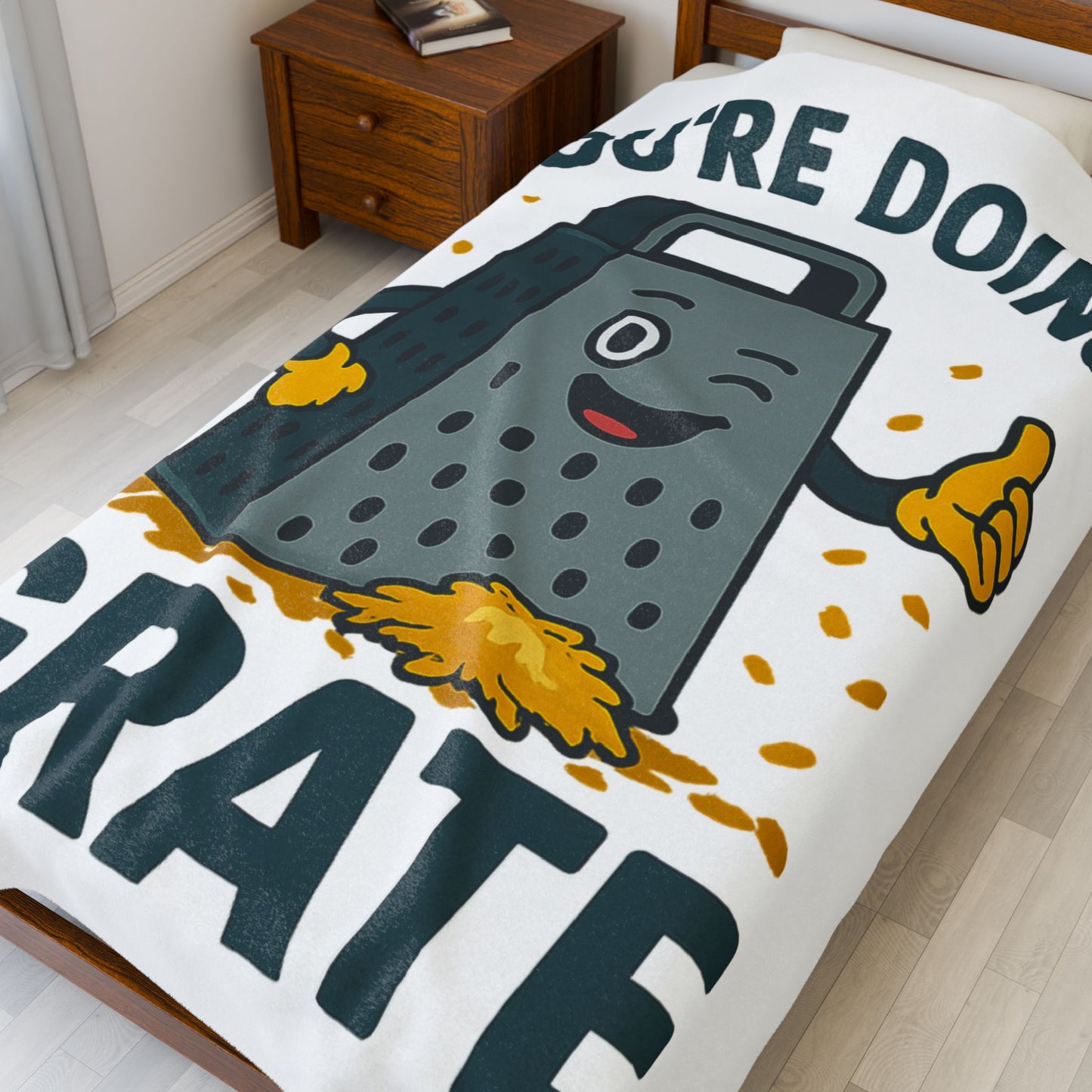 Funny "You're Doing Grate" Blanket – Cute Pun Fleece Throw for Cozy Comfort | Gift for Foodies, Friends & Cheese Lovers