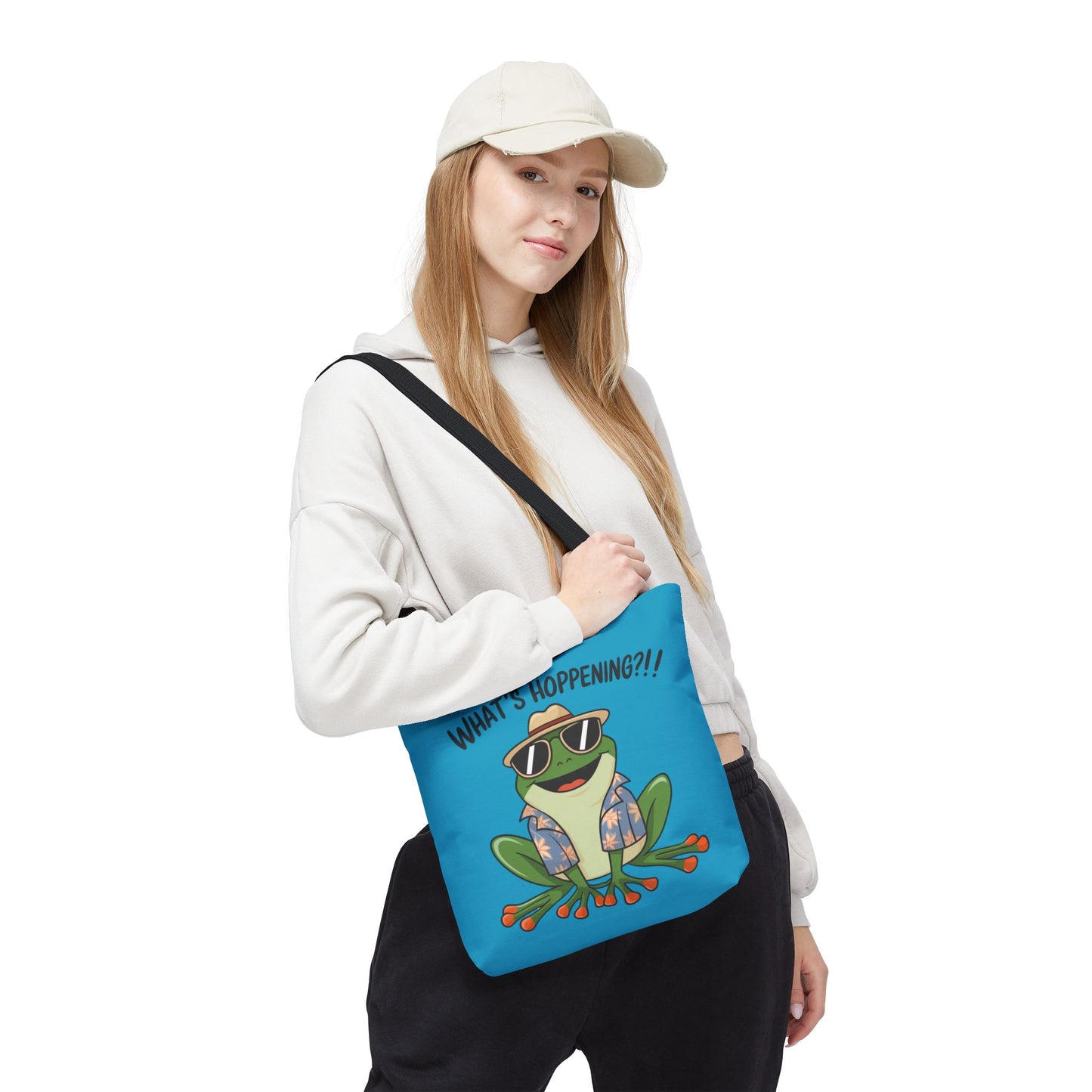 Frog Tote Bag - What's Hoppening Pun Design