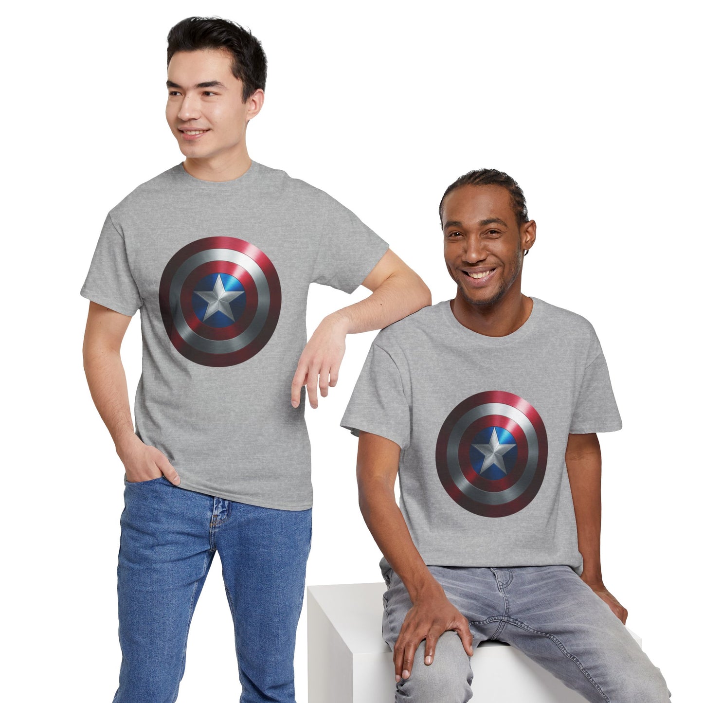 Patriotic Hero Shield Shirt – Star Emblem Graphic Tee – Super Soldier Gift – Comic Inspired Unisex Shirt – Cosplay Convention Top