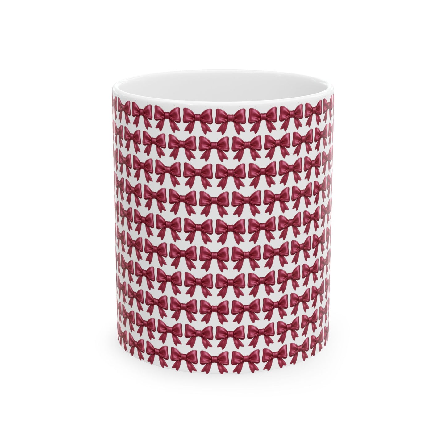 Coquette Bow Coffee Mug • Pink Ribbon Bow Pattern Cup • Girly Aesthetic Drinkware • Cute Coquette Kitchen Decor Gift • 11oz 15oz Mug