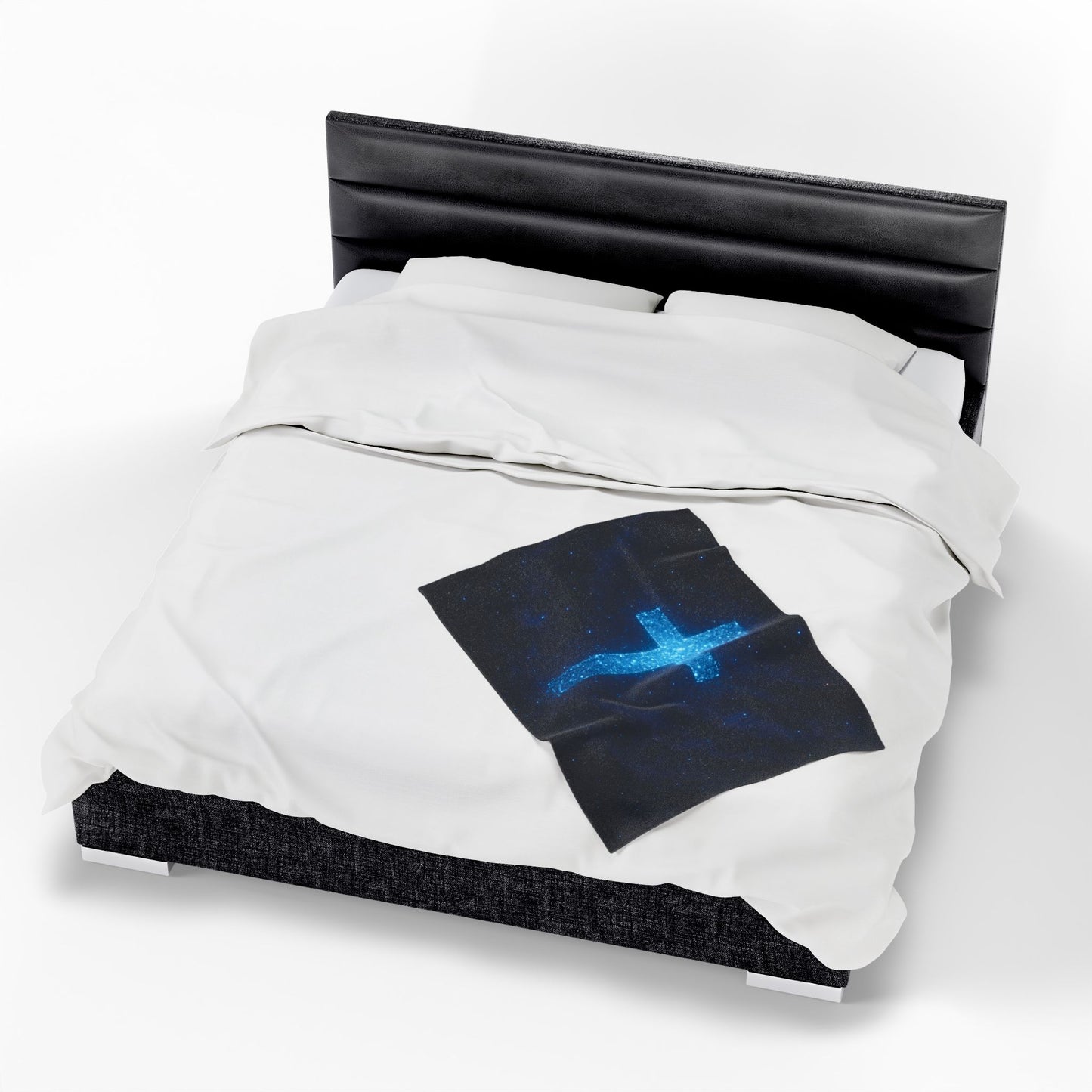 Velveteen Plush Blanket with Bioluminescent Cross Design Christian Decor Inspirational Throw Spiritual Blanket Gift for Believers