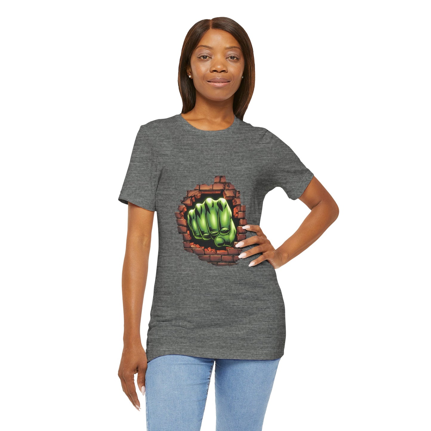Green Hero Fist Graphic Tee – Superhero Shirt, Comic Pop Art, Gamer Gift, Y2K Dopamine Aesthetic, Funny Nerd Fashion, Unisex T‑shirt