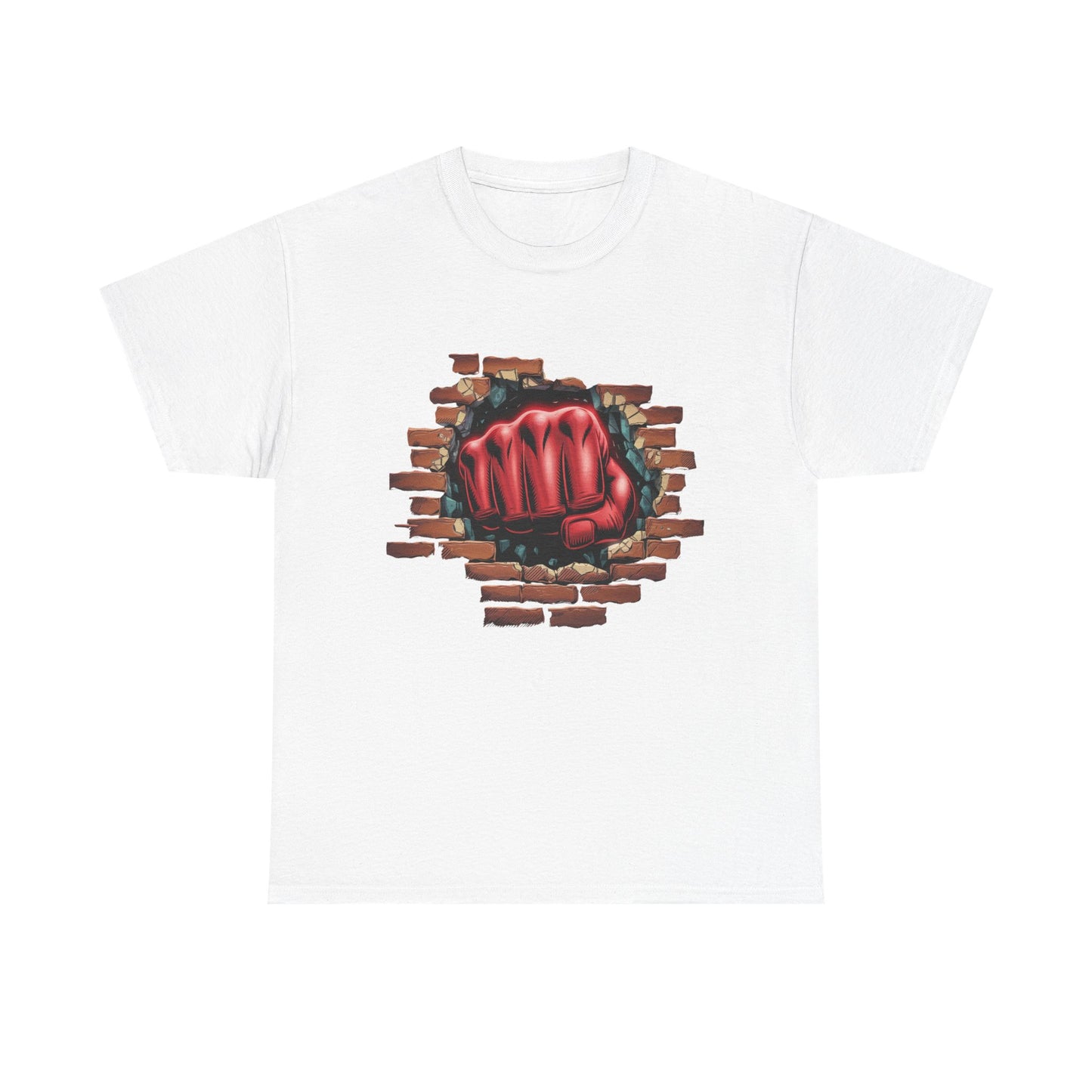 Impact Fist Graphic T-Shirt – Punch Through Brick Wall Design | Bold Streetwear Tee for Fighters, Gym & Edge-Lovers