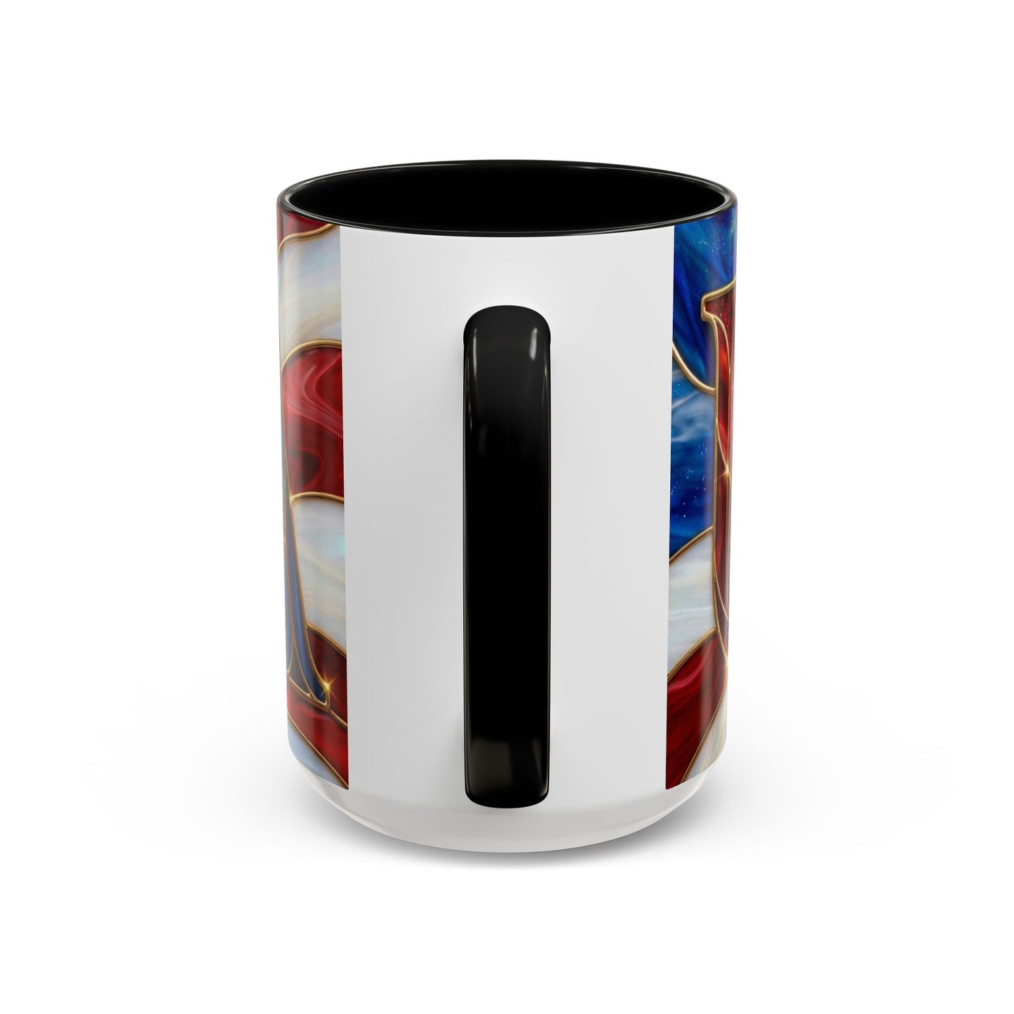 USA Patriotic Coffee Mug, Stained Glass USA Mug, Red White Blue Ceramic Mug, American Flag Style Mug, 11oz 15oz Mug