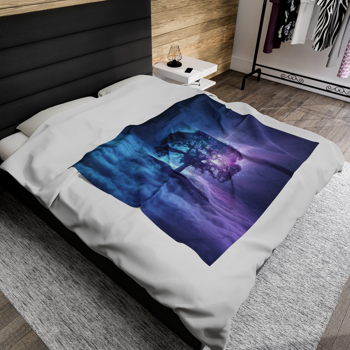 Plush Blanket Dreamy Tree in the Clouds Design