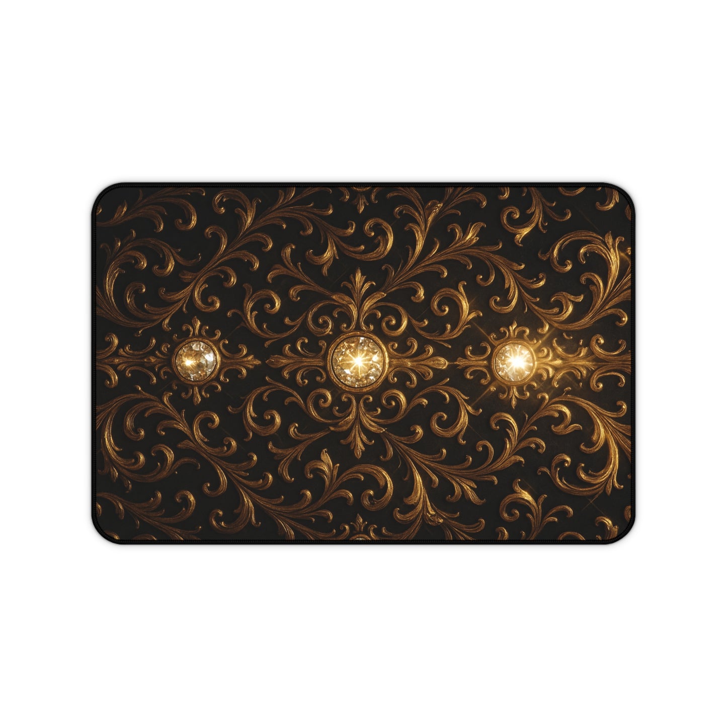 Baroque Desk Mat – Gothic Gold Extended Mouse Pad, Luxury Black Scroll Office Decor, Large Gaming Mat, Elegant Workspace Gift