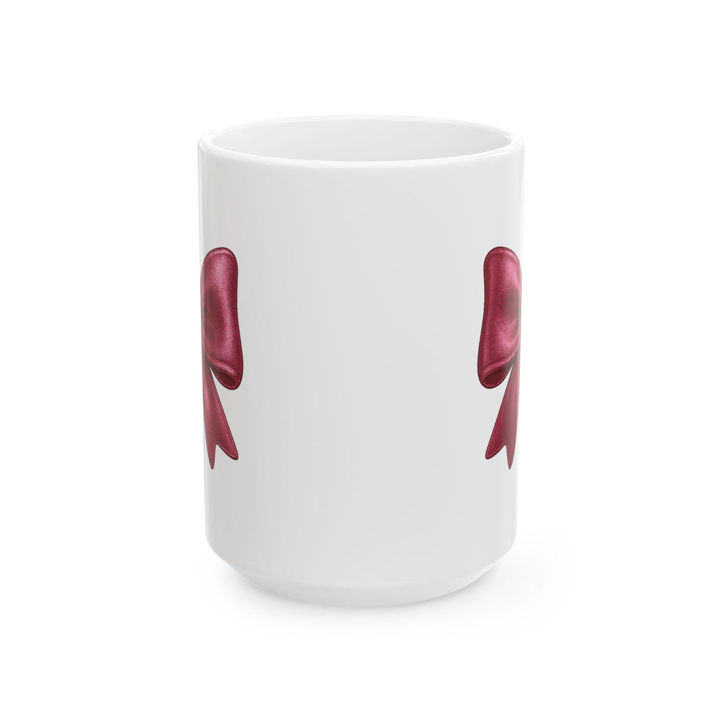 Pink Metallic Bow Mug - Cute Girly Coffee Cup | Glossy Ribbon Design | Gift for Her | Aesthetic Desk Mug | Feminine Ceramic Tea Mug