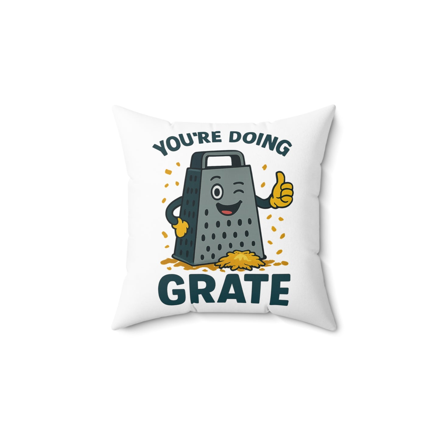 Funny Pun Throw Pillow – You're Doing Grate Cheese Joke Cushion – Foodie Kitchen Decor – Motivational Gift – Cute Cheese Pun Pillow