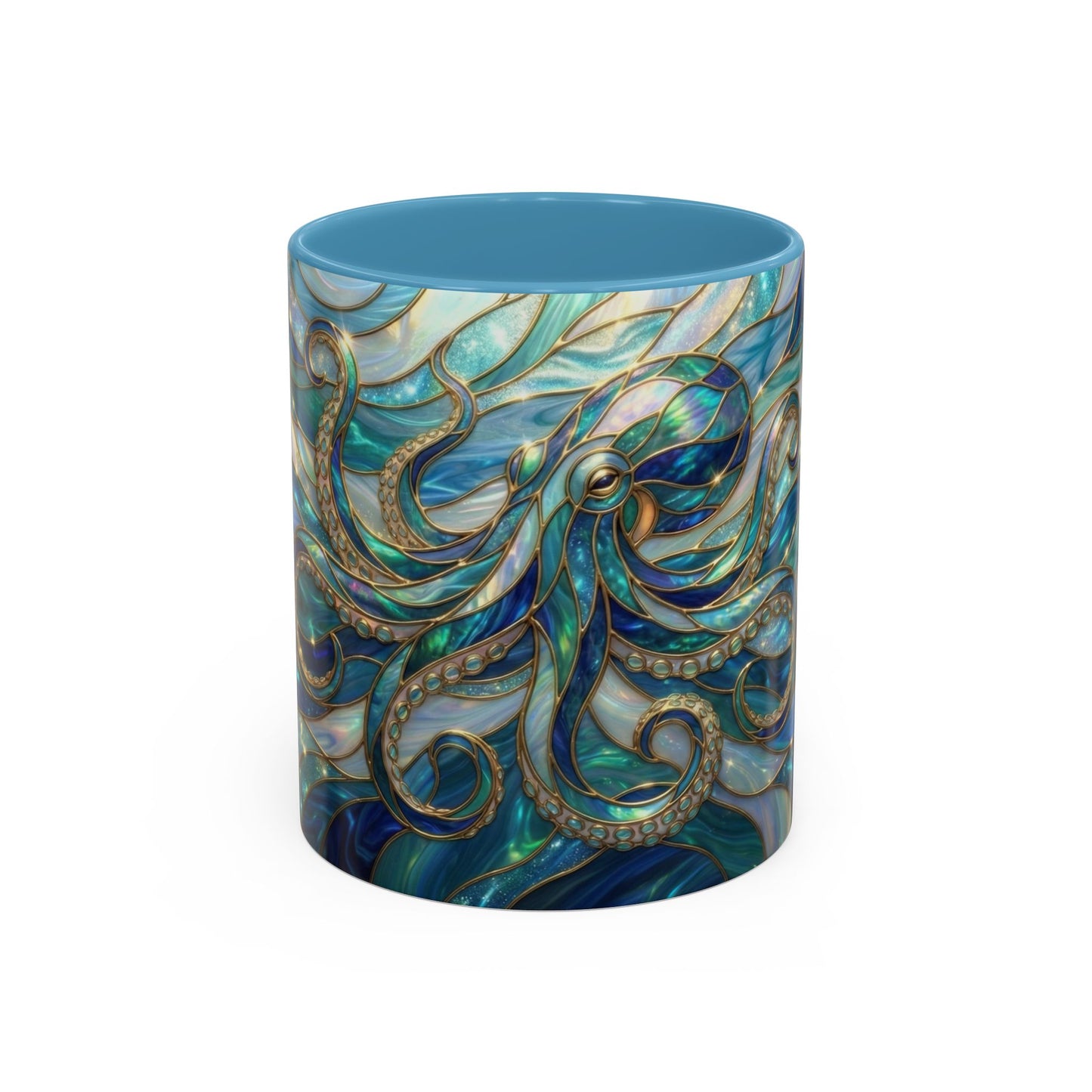 Stained Glass Octopus Mug, Octopus Coffee Mug, Ocean Art Mug, Nautical Decor Cup, Sea Creature Mug, Octopus Lover Gift