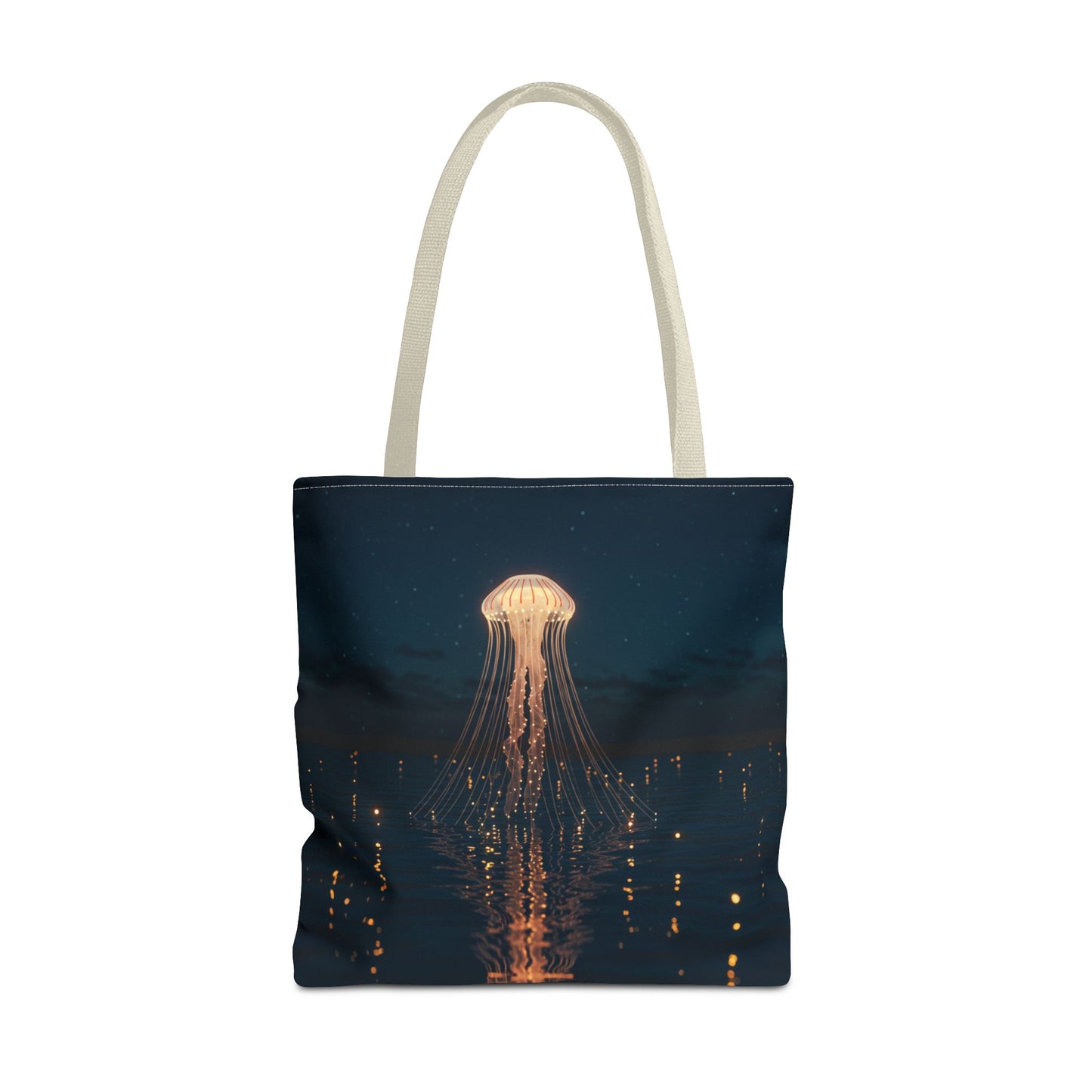 Luminous Jellyfish Tote Bag, Glow-Inspired Ocean Design Shoulder Bag, Durable Polyester Tote For Everyday Style, Gifts, And Coastal Fashion