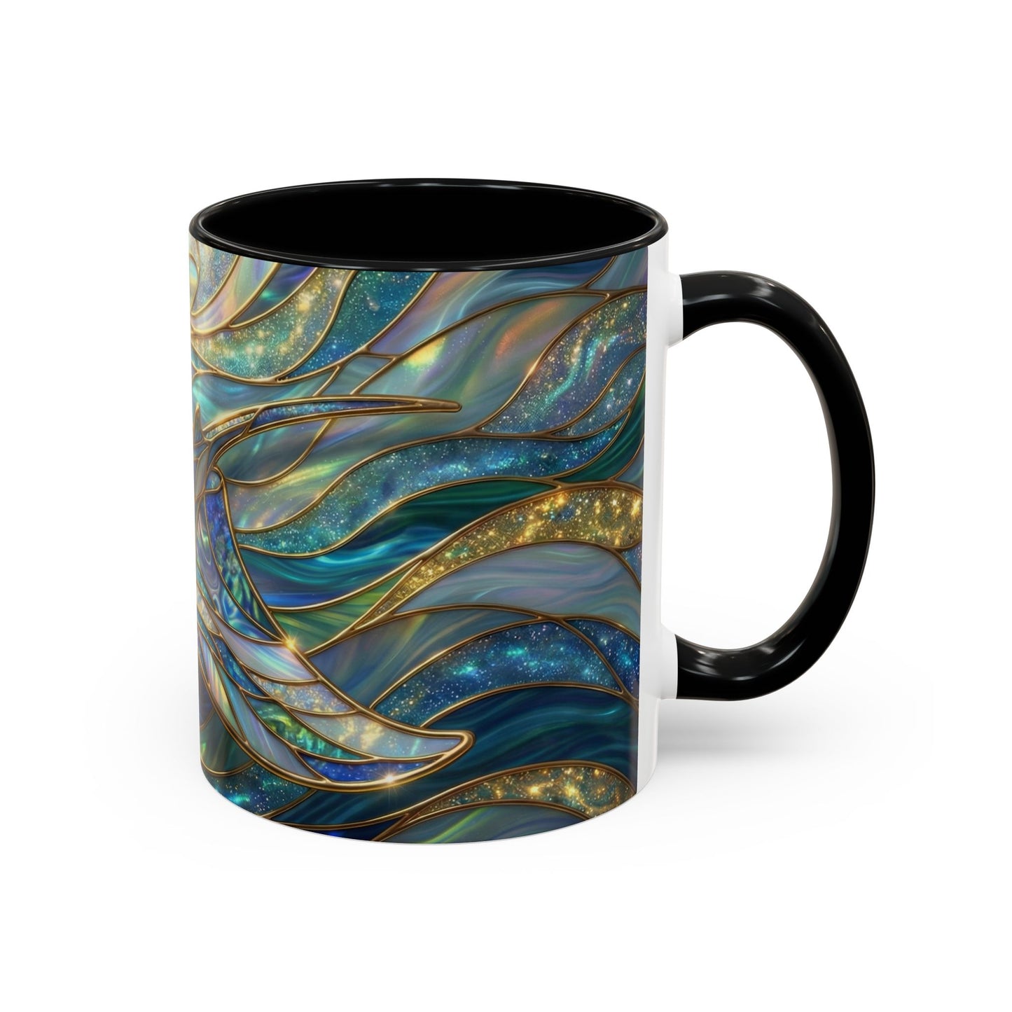 Stained Glass Manta Ray Mug, Ocean Coffee Cup, Manta Ray Art Mug, Nautical Gift, Coastal Decor Mug, Marine Life Coffee Cup