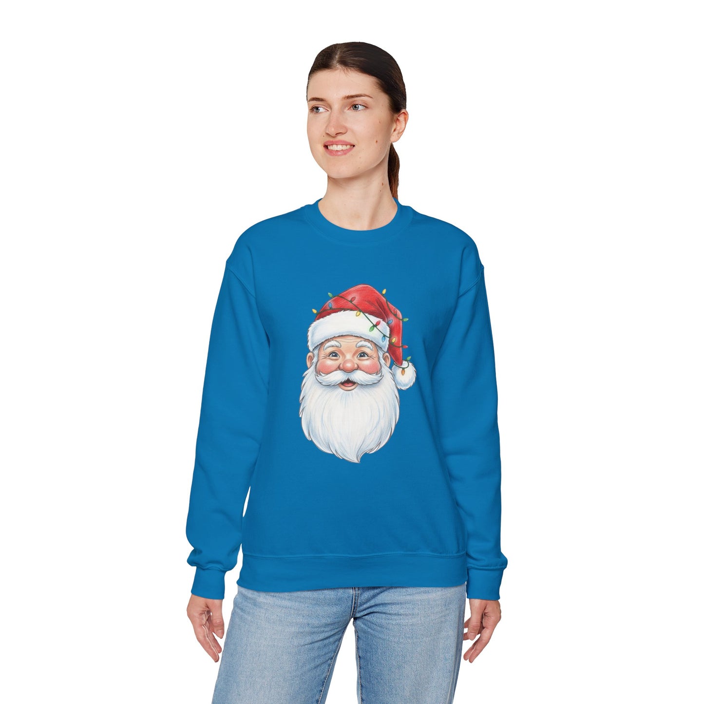 Santa Claus Christmas Sweatshirt, Vintage Santa Crewneck, Holiday Santa Face Sweater, Cute Christmas Lights Santa Shirt, Funny Xmas Sweatshirt