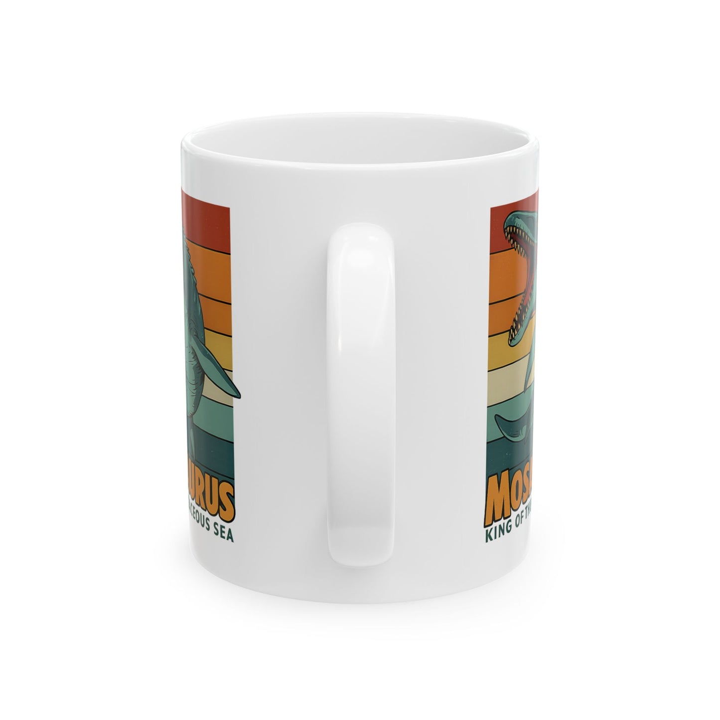 Retro Mosasaurus Mug - Ocean Beast Ceramic Coffee Cup 11oz/15oz | Jurassic Sea Monster Gift for Dinosaur Lovers Marine Mug