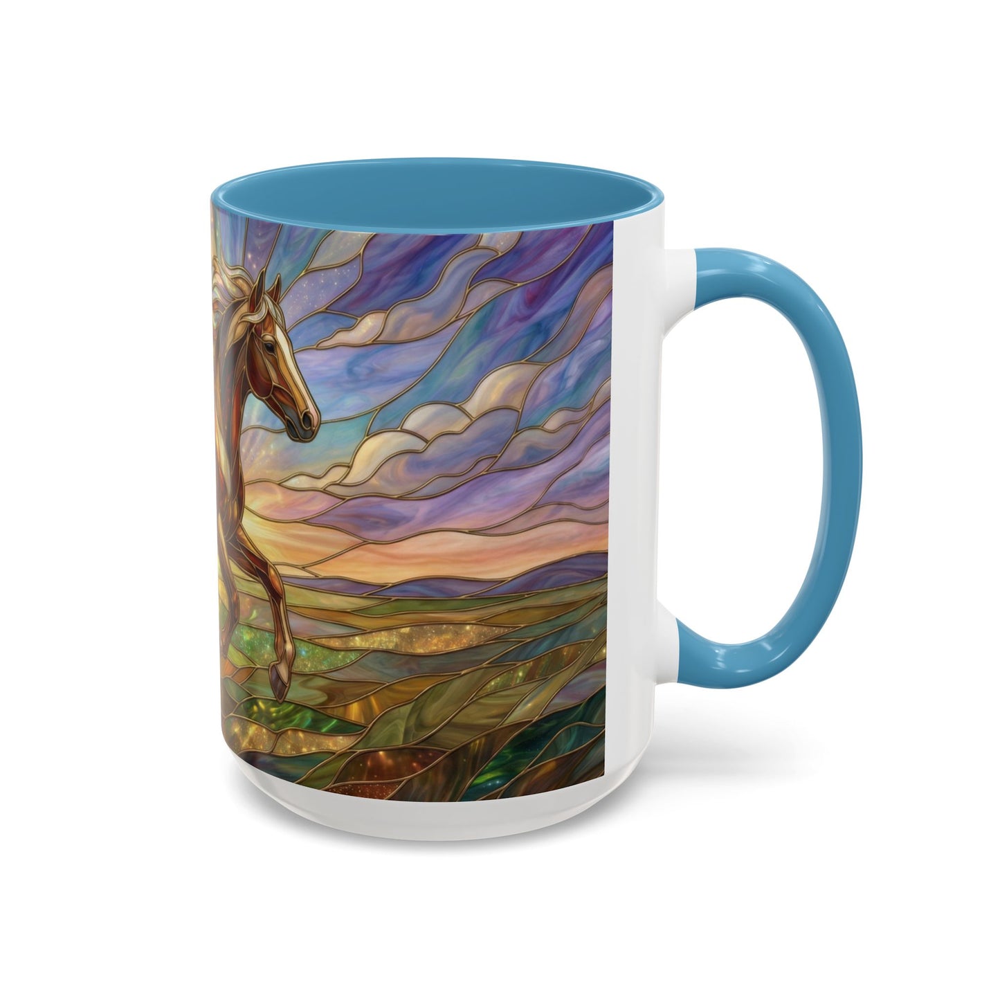 Stained Glass Horse Mug, Horse Coffee Mug, Running Horse Art Cup, Equestrian Gift Mug, Nature Art Mug, Horse Lover Gift