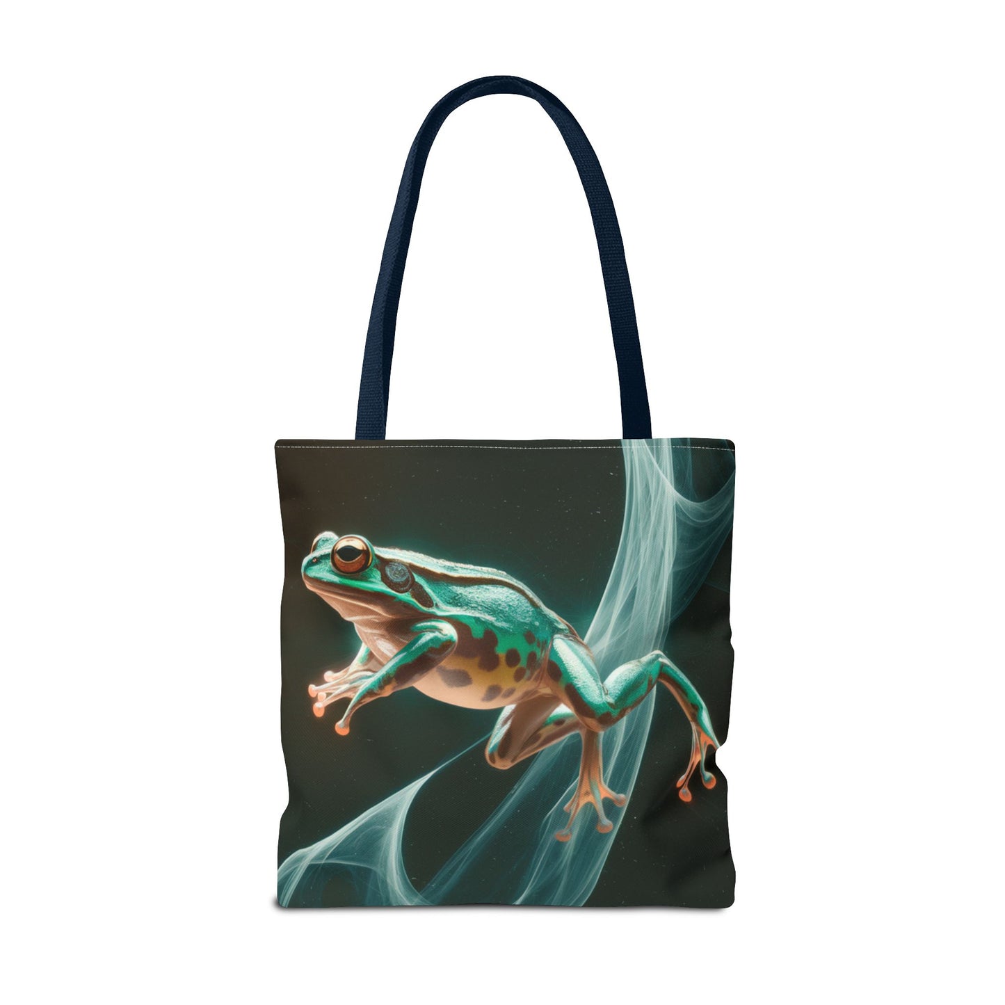 Frog in Motion Tote Bag, Nature-Inspired Green Frog Design Eco-Friendly Shoulder Bag, Artistic Reusable Tote For Everyday Use And Gifts