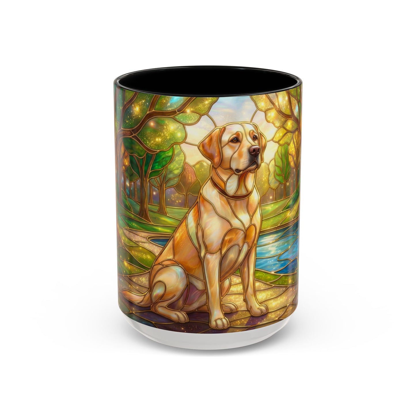 Stained Glass Labrador Mug, Dog Lover Coffee Mug, Labrador Retriever Art Cup, Pet Memorial Gift, Colorful Dog Mug, Nature Art Mug